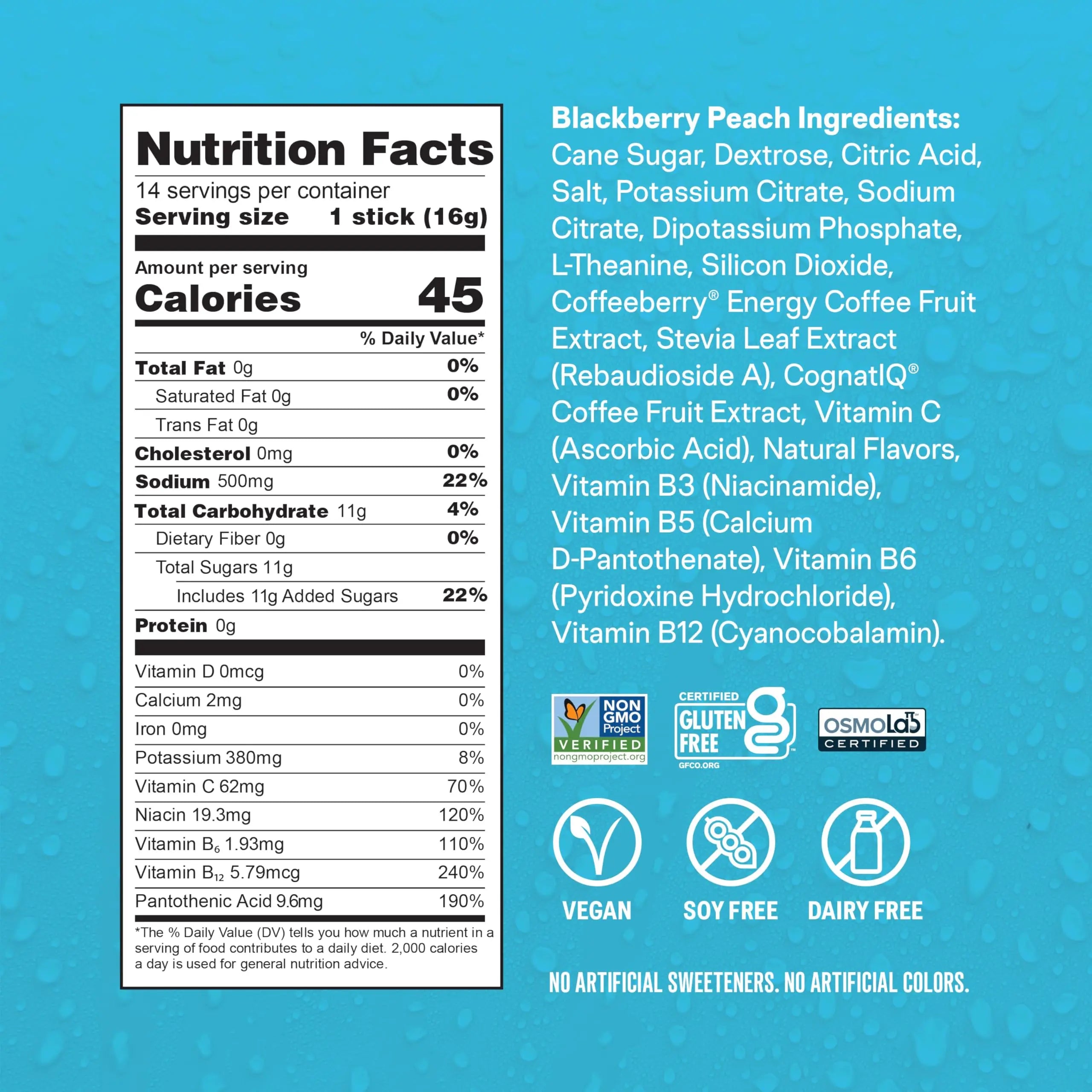 Liquid I.V.® Hydration Multiplier +Energy | Blackberry-Peach | Electrolyte Powder Drink Mix | 1 Pack (14 Servings) Liquid I.V. Au supplements
