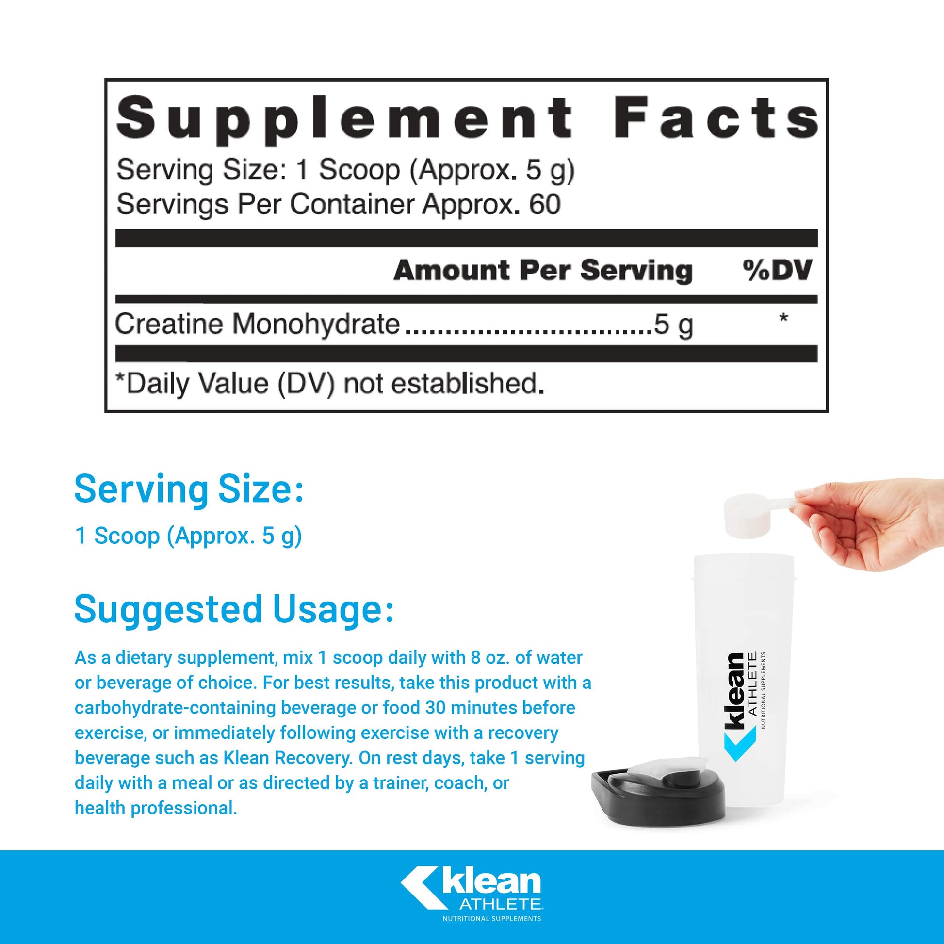 Klean Athlete Klean Creatine - Supports Muscle Strength, Performance & Recovery from Strenuous Exercise* - NSF Certified for Sport - 11.1 Ounces - Unflavored Klean Athlete Au supplements