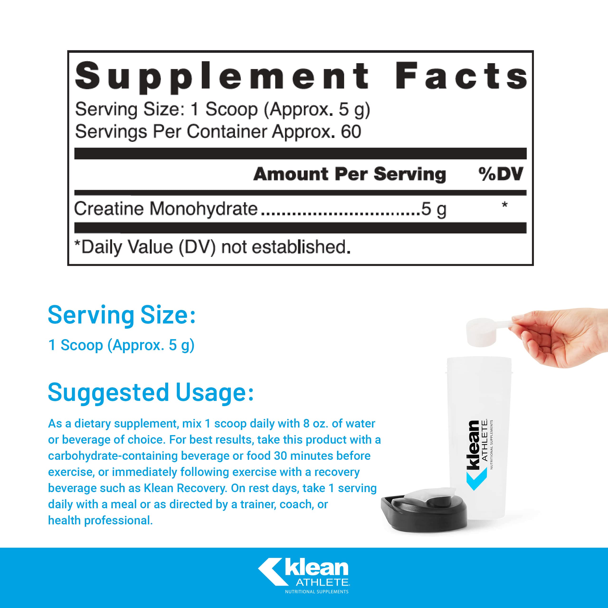Klean Athlete Klean Creatine - Supports Muscle Strength, Performance & Recovery from Strenuous Exercise* - NSF Certified for Sport - 11.1 Ounces - Unflavored Klean Athlete Au supplements