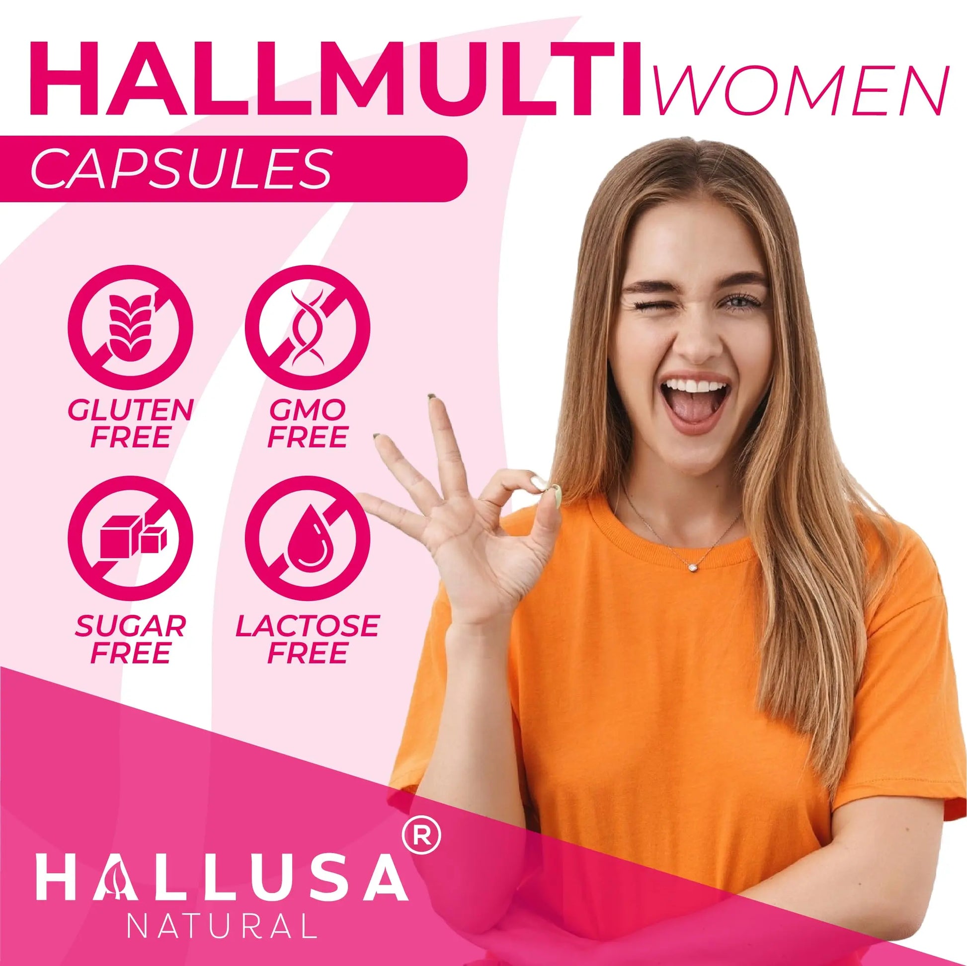 Women’s Multivitamin 18+ Vitamins & Minerals | Biotin, Folic Acid, Zinc, Calcium, Magnesium & Vitamin D | Hair, Skin & Nails Support, Energy Hallusa Natural Au supplements