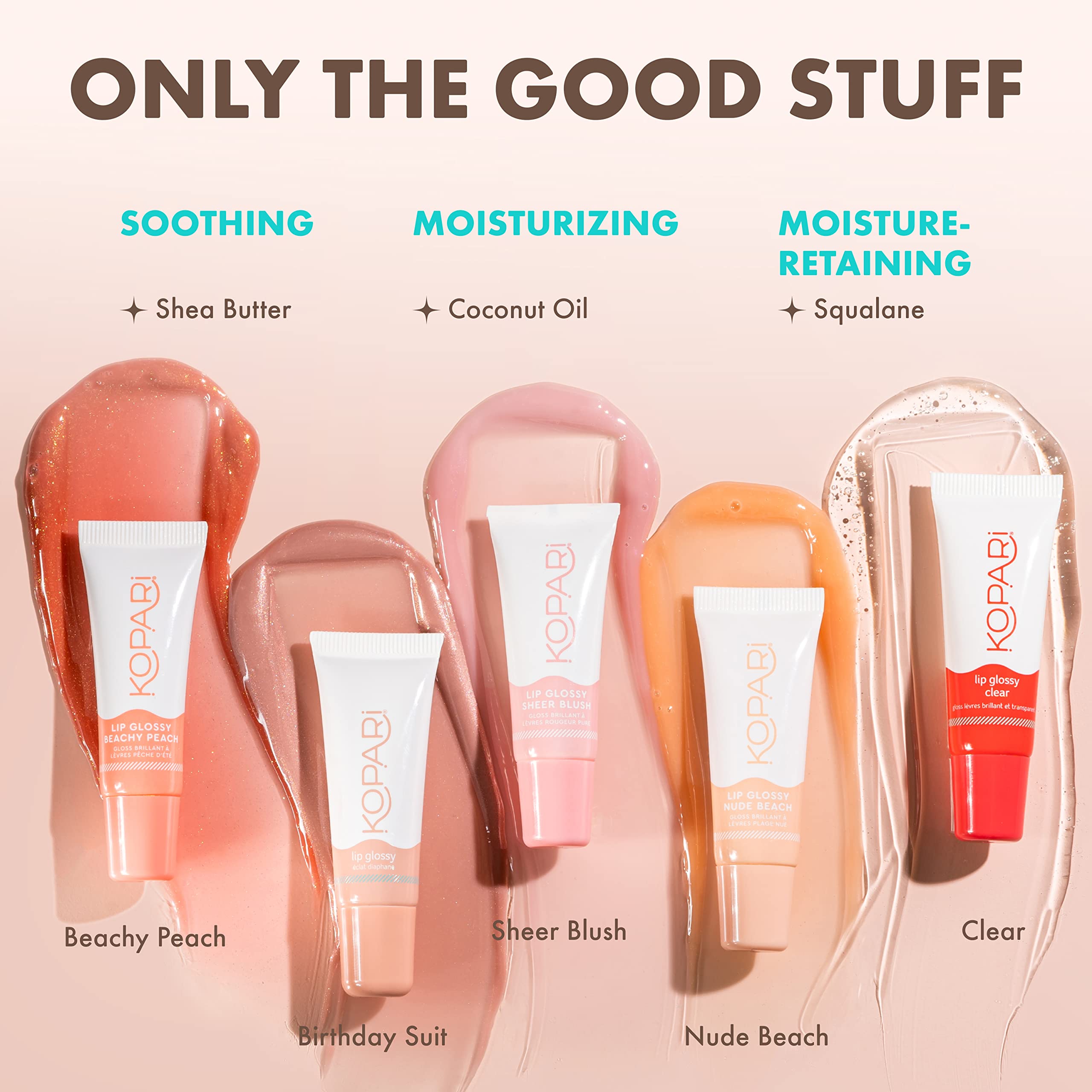 Kopari Coconut Lip Glossy | Nude Tint Birthday Suit | Vegan Hydrating Moisturizing Lip Oil Vitamin E Shea Butter Long Wear High Shine Non Sticky | Clean Plant Based Non Toxic Balm Paraben Free Kopari Au supplements