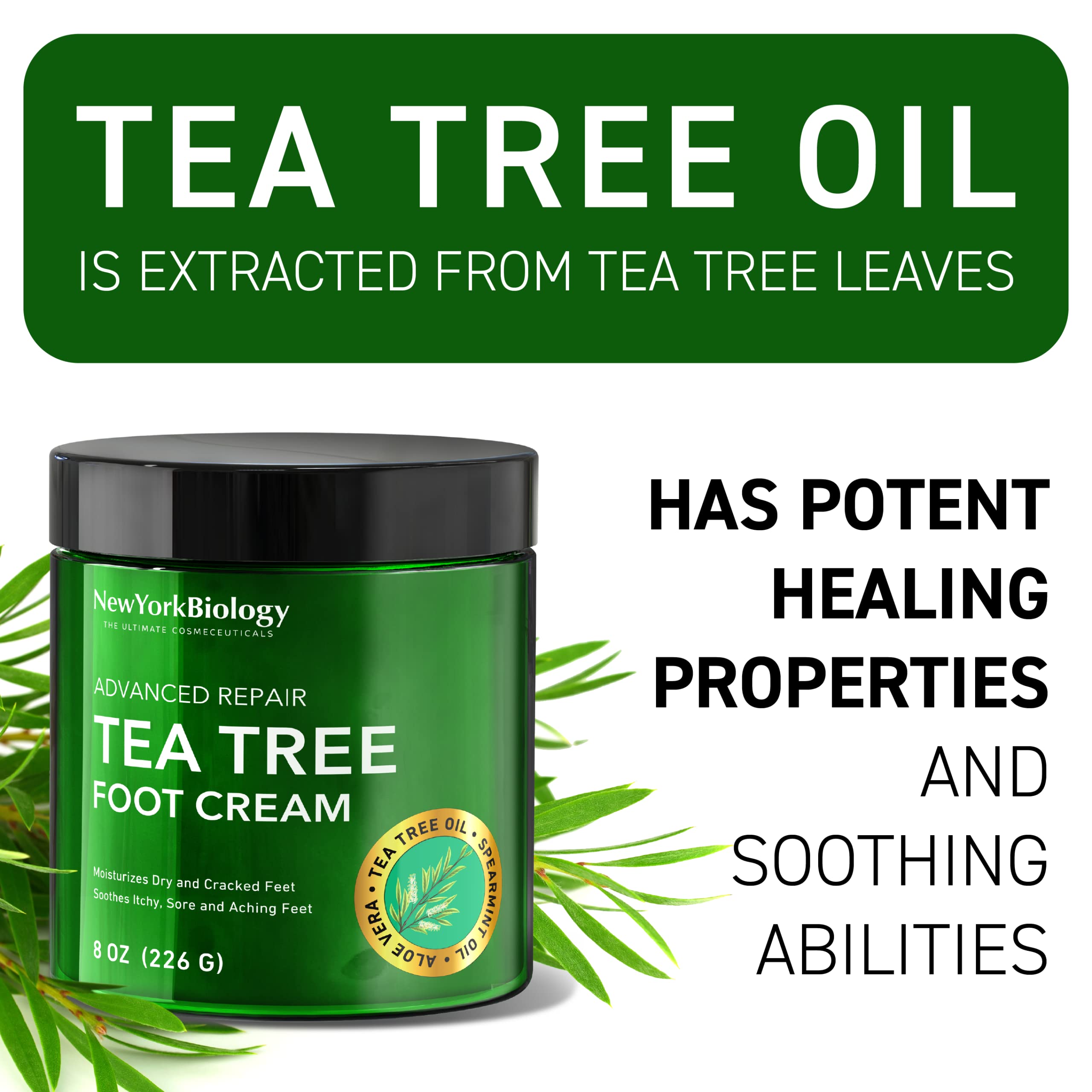 New York Biology Tea Tree Oil Foot Cream for Dry Cracked Feet, Athletes Foot, Nail Fungus NEW YORK BIOLOGY THE ULTIMATE COSMECEUTICALS Au supplements