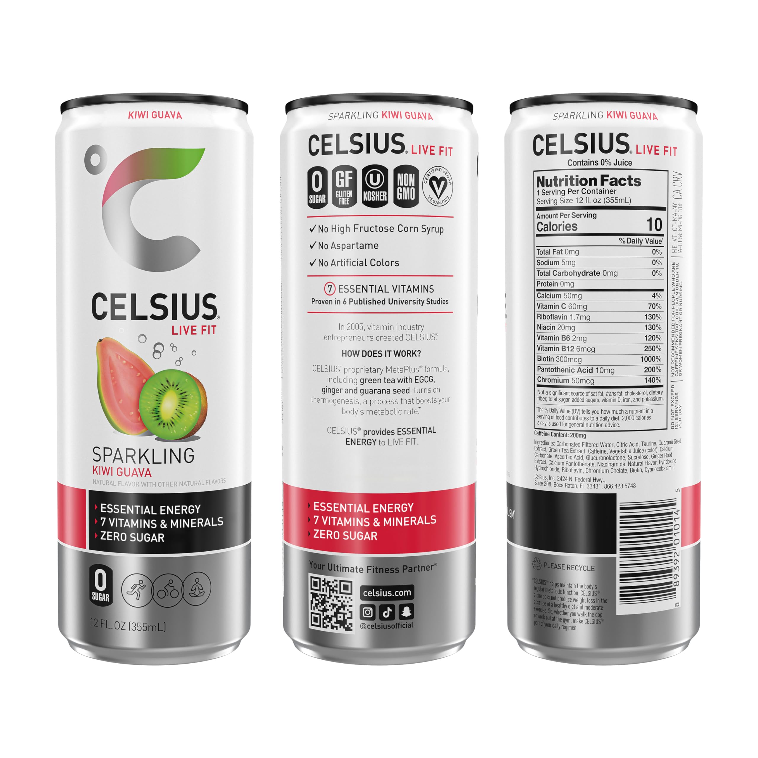 CELSIUS Sparkling Kiwi Guava, Functional Essential Energy Drink 12 Fl Oz (Pack of 12) CELSIUS Au supplements