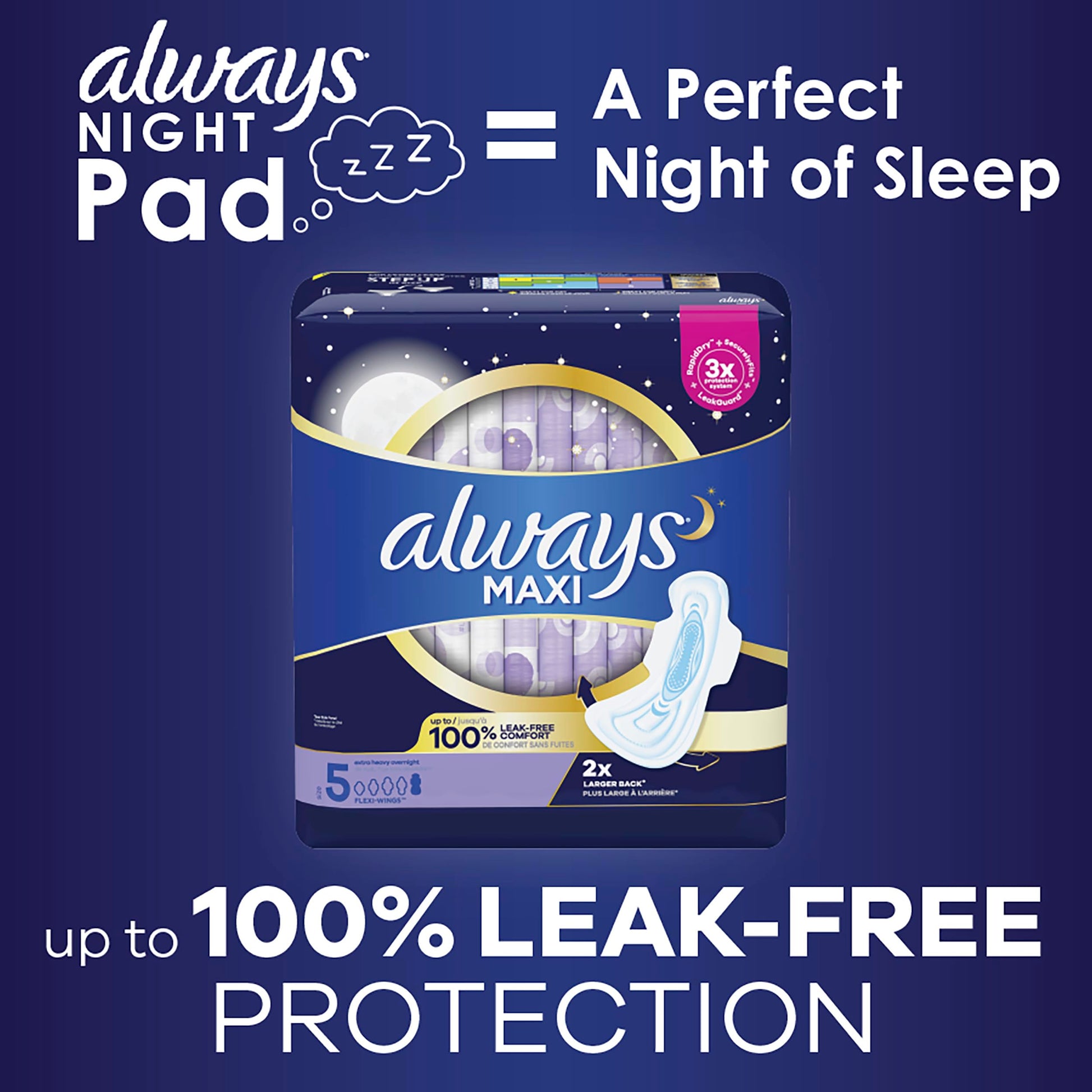 Always Maxi Overnight Pads with Wings, Size 5, Extra Heavy Overnight Always Au supplements