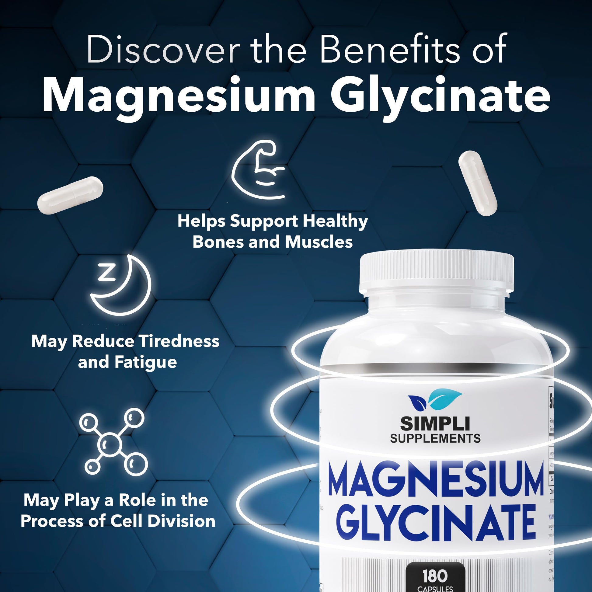 Magnesium Glycinate 400mg per Serving – High Absorption – Gentle on Stomach – Supports Sleep, Relaxation, Muscle, Bone & Immune Health – Non-GMO, Vegan, 180 Capsules Simpli Supplements Au supplements
