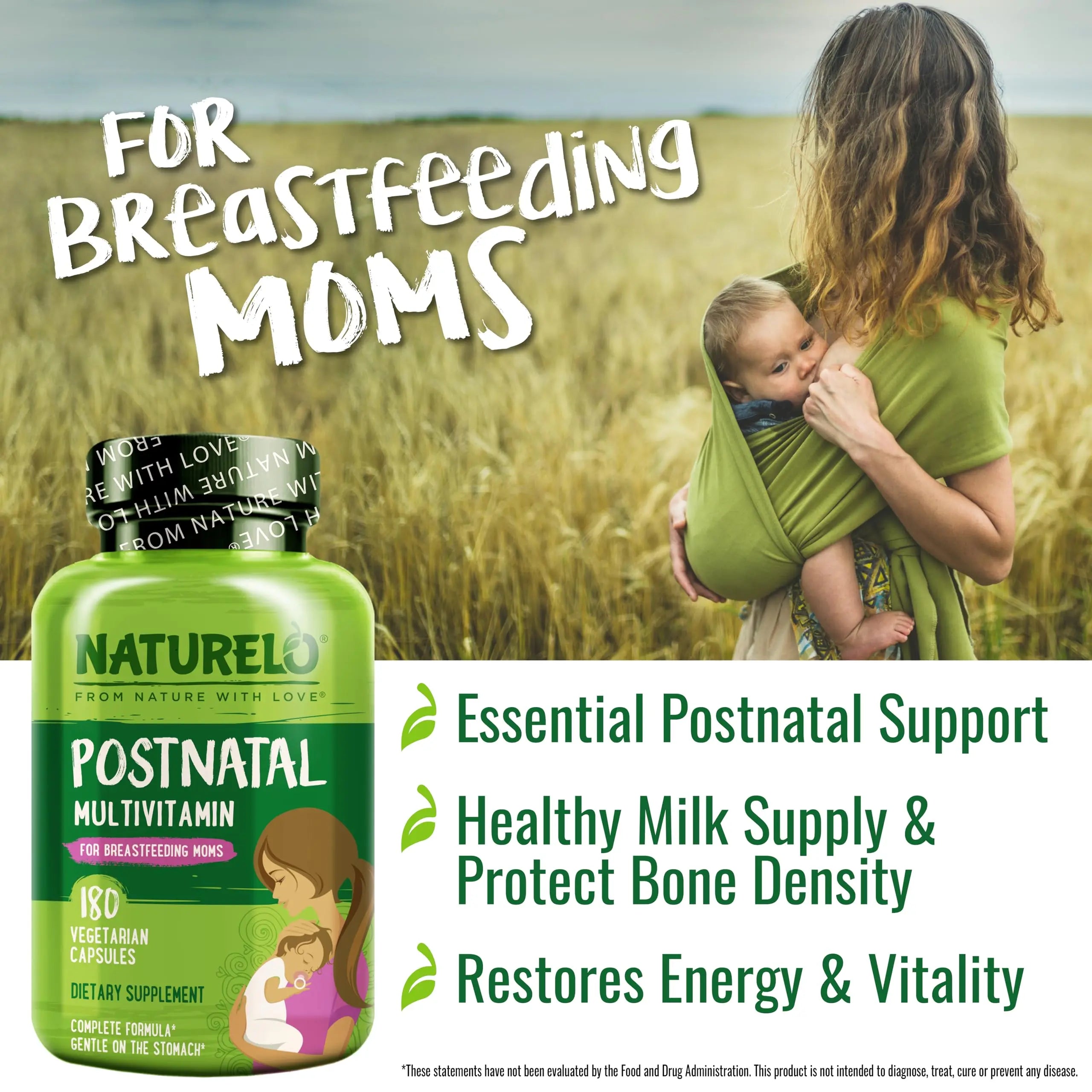 NATURELO Postnatal Multivitamin - Supplement for Breastfeeding Women - Plant-Based Vitamin D, Folate, Gentle Iron NATURELO Au supplements