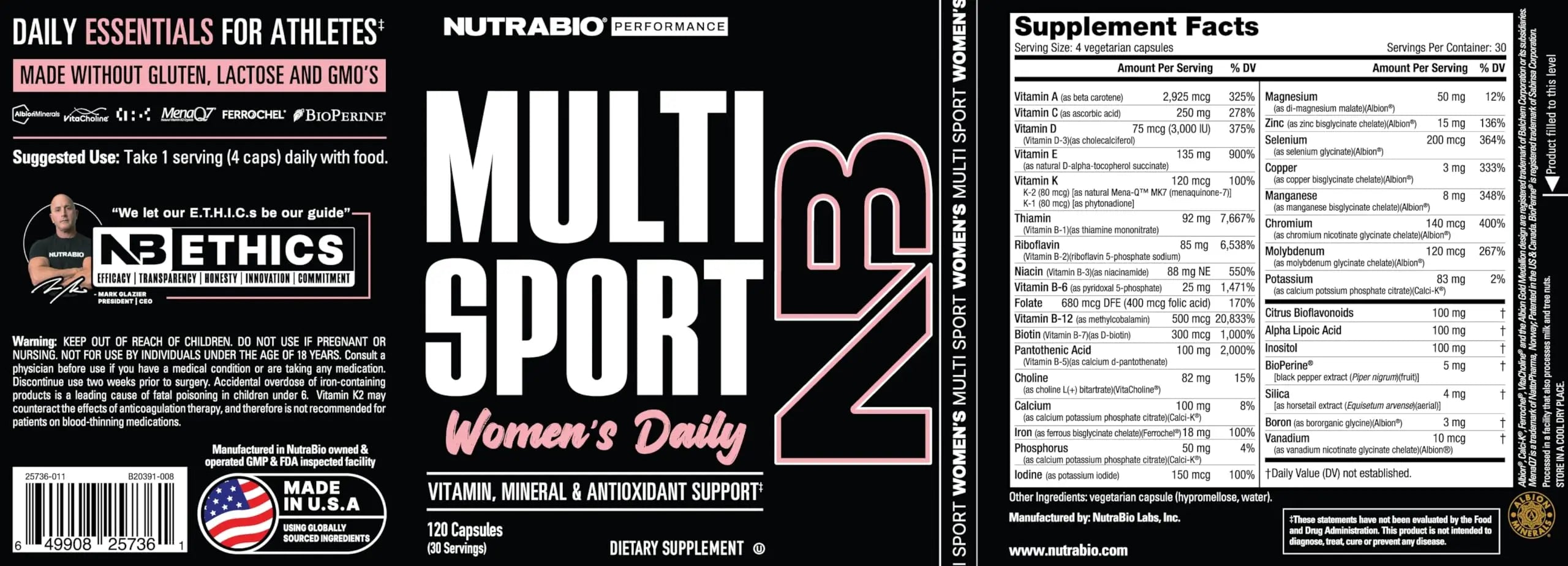 NutraBio Multisport for Women - Womens MultiVitamin - 33 Vitamins, Minerals, Micronutrients - Rich in Antioxidants NutraBio Au supplements