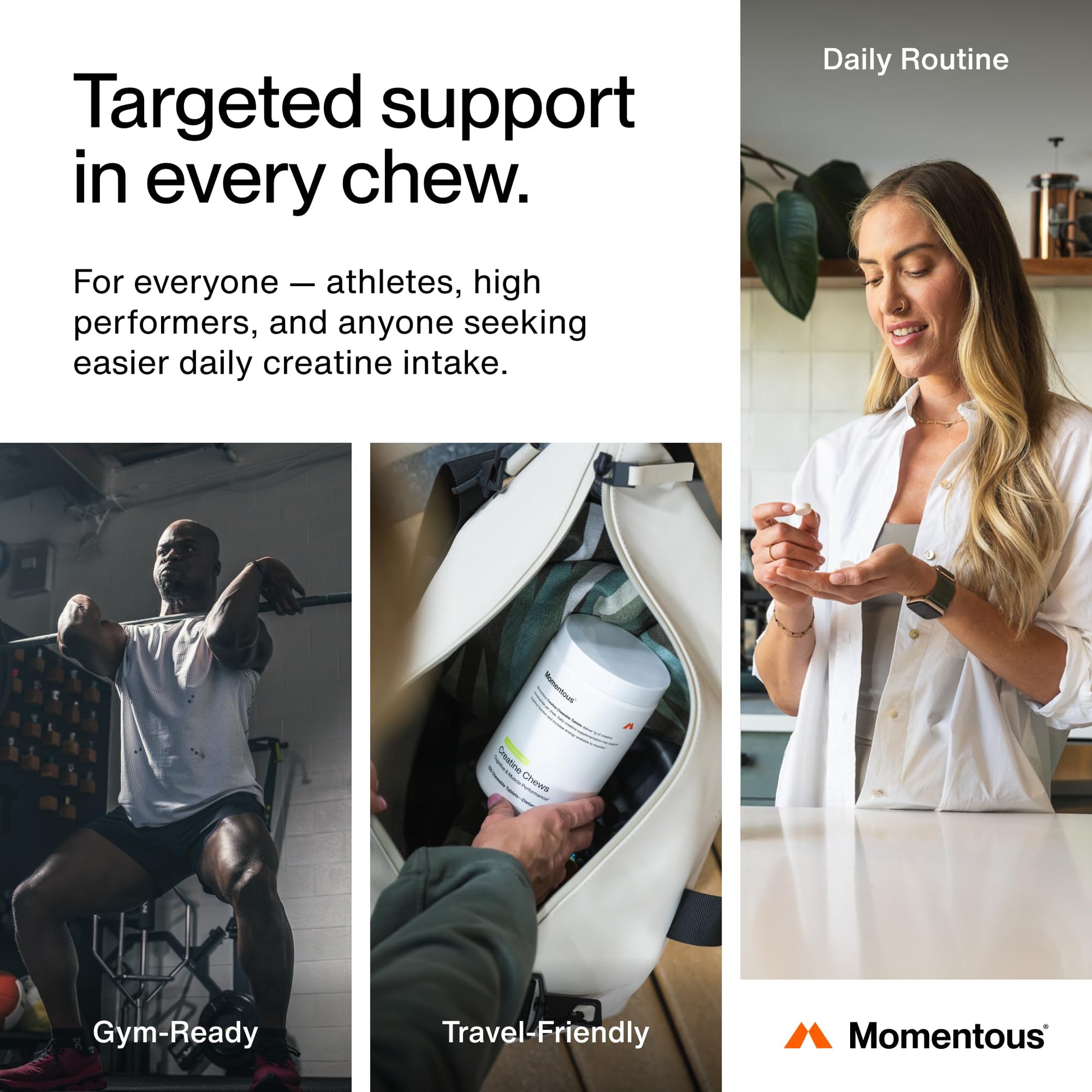 Momentous Creatine Chews - Creatine Monohydrate - Supports Strength, Lean Muscle, & Recovery for Men & Women - NSF Certified for Sport - 150 Chewable Tablets - Lemon Lime Momentous Au supplements