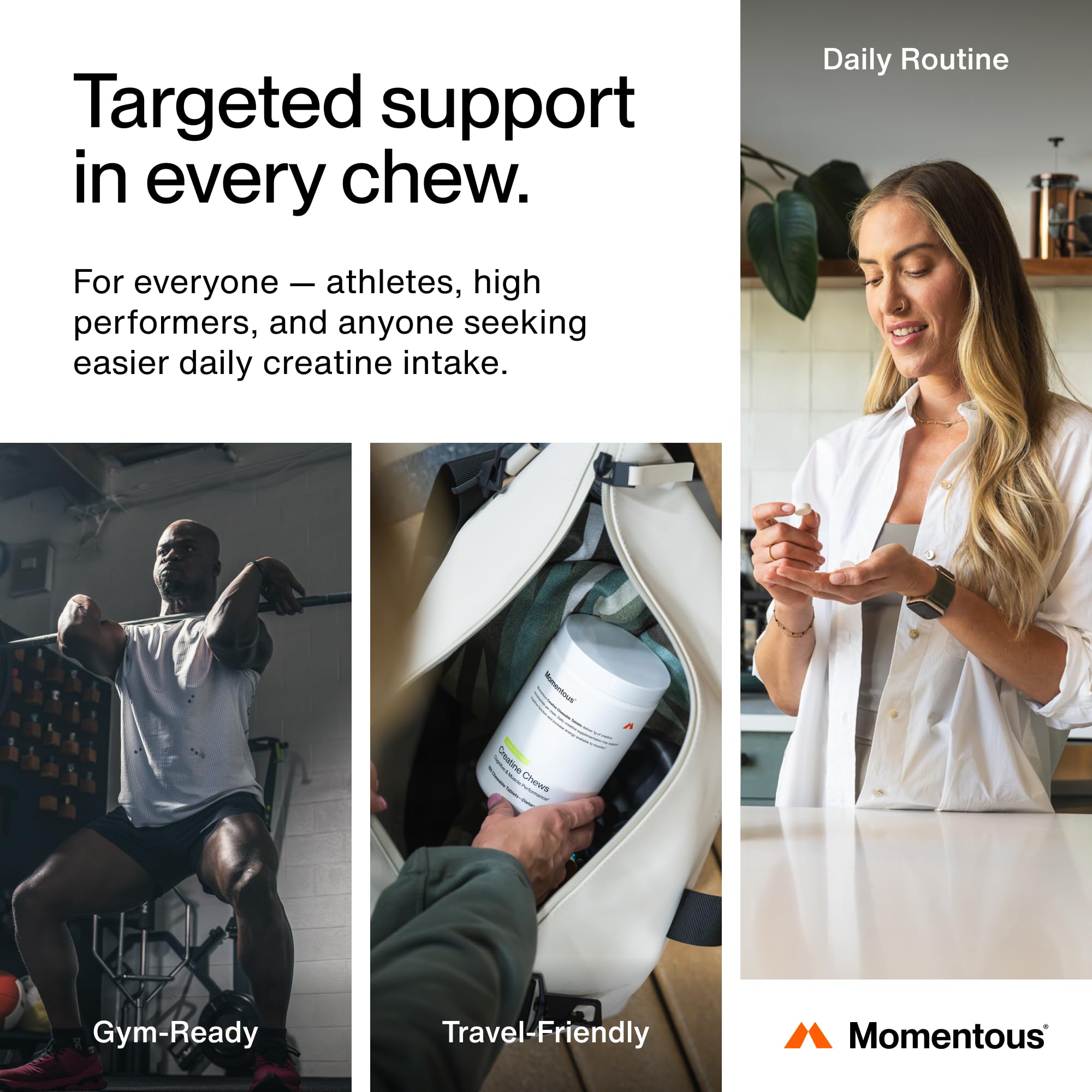 Momentous Creatine Chews - Creatine Monohydrate - Supports Strength, Lean Muscle, & Recovery for Men & Women - NSF Certified for Sport - 150 Chewable Tablets - Lemon Lime Momentous Au supplements