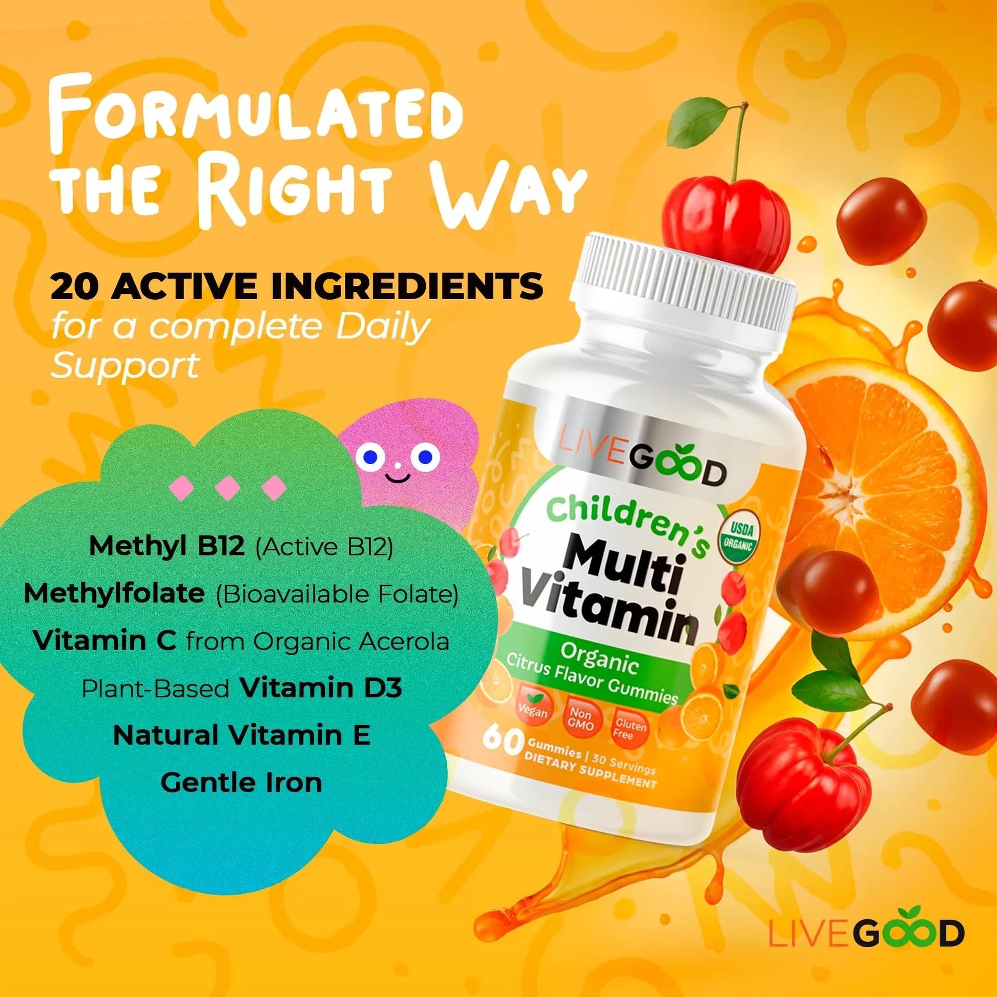 LIVEGOOD Organic Children’s Multivitamin Gummies, Kids Multivitamin, Vitamin D for Toddlers and Children, Organic Kids Chewable Vitamins for Immunity LIVEGOOD Au supplements