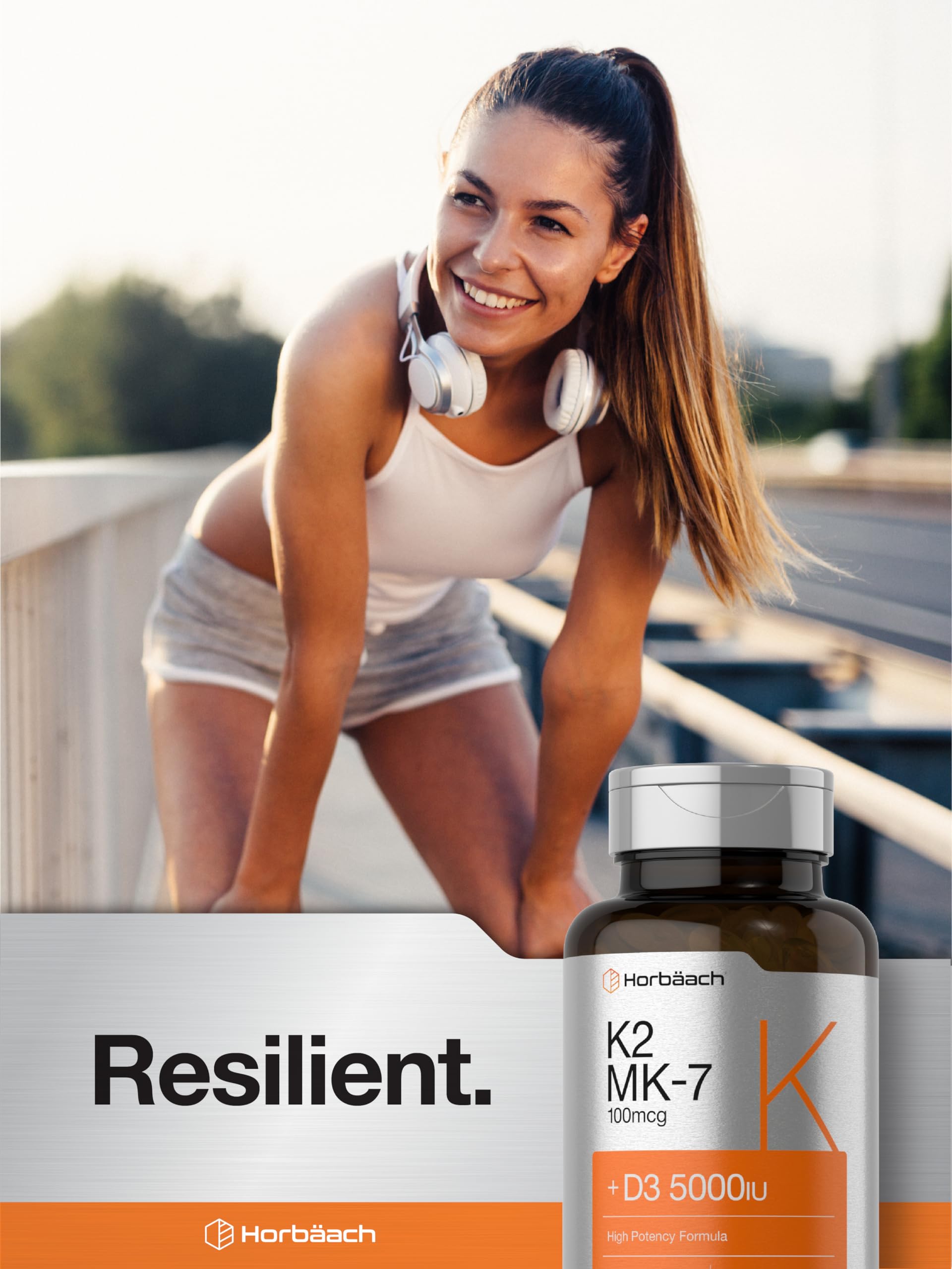 Horbäach Vitamin D3 K2 | 5000iu of Vitamin D & 100mcg MK-7 Complex | 180 Softgel Cap Horbäach Au supplements