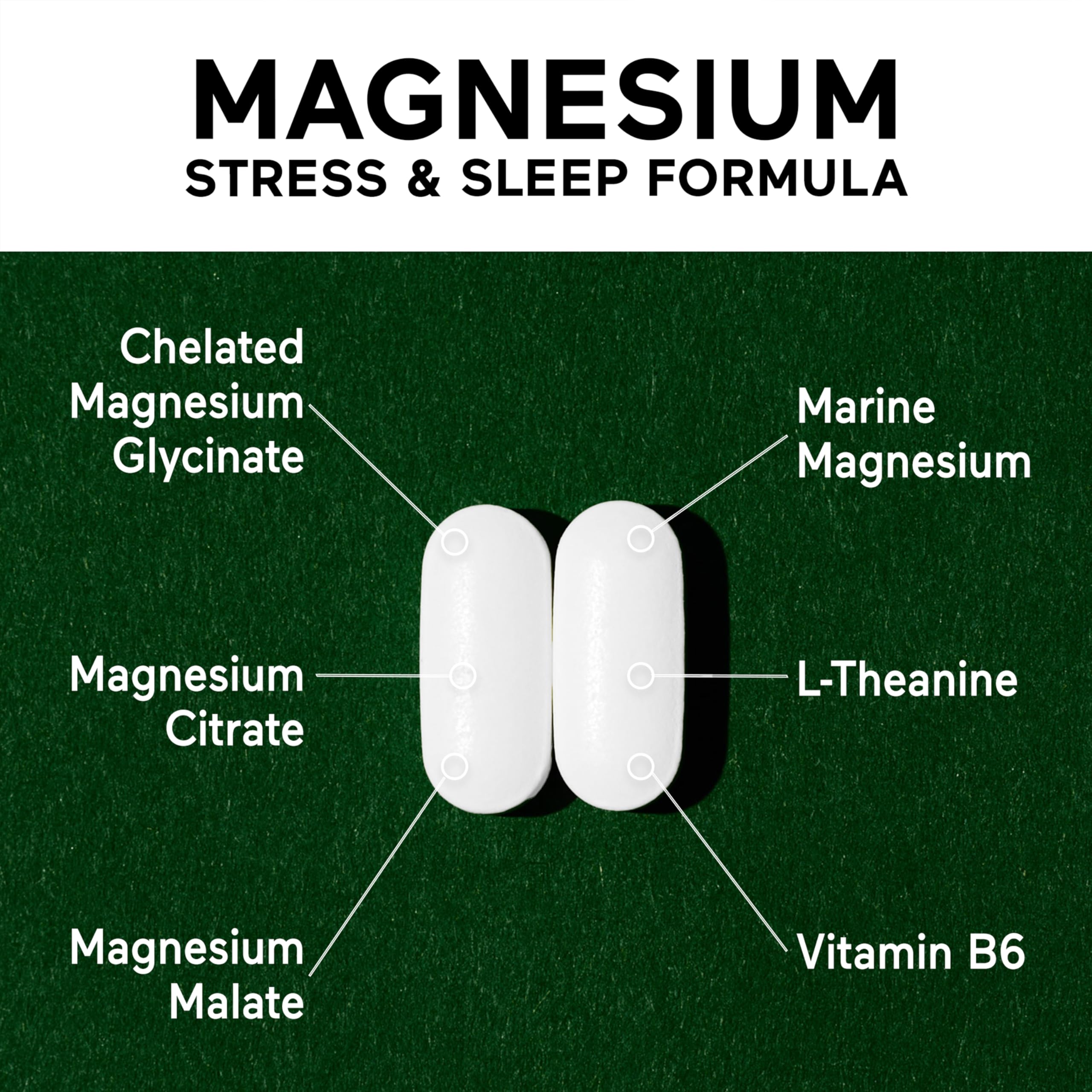 Smarter Nutrition Magnesium Complex - Chelated Magnesium Glycinate with Citrate, Malate and L-Theanine for Sleep, Muscle Relaxation and Stress Support - Non-GMO - 60 Tablets[30DaySupply] SMARTERNUTRITION Au supplements
