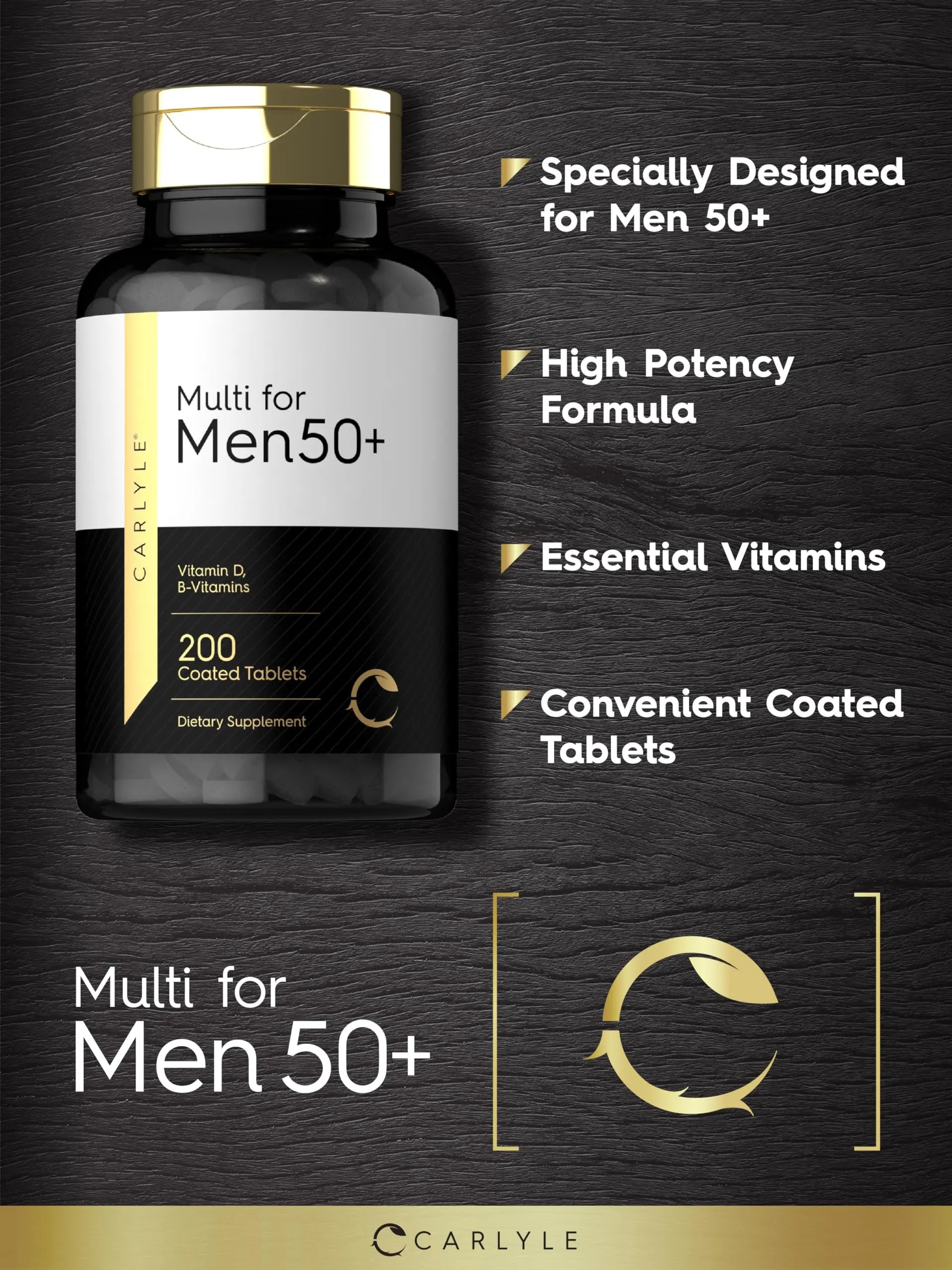 Carlyle Multivitamin for Men 50+ | 200 Count | with B Vitamins, Vitamin D, Magnesium & Zinc | Non-GMO, Gluten Free Supplement Carlyle Au supplements
