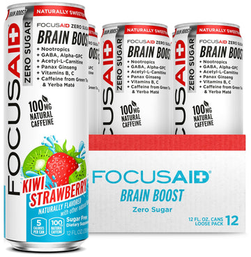 FOCUSAID ZERO SUGAR Nootropics Blend, Alpha-GPC, GABA, 100mg Natural Caffeine from Green Tea, Yerba Mate, Vitamin B-Complex, Keto-Friendly, No Artificial Sweeteners, 12 Fl Oz (Pack of 12) LIFEAID Au supplements