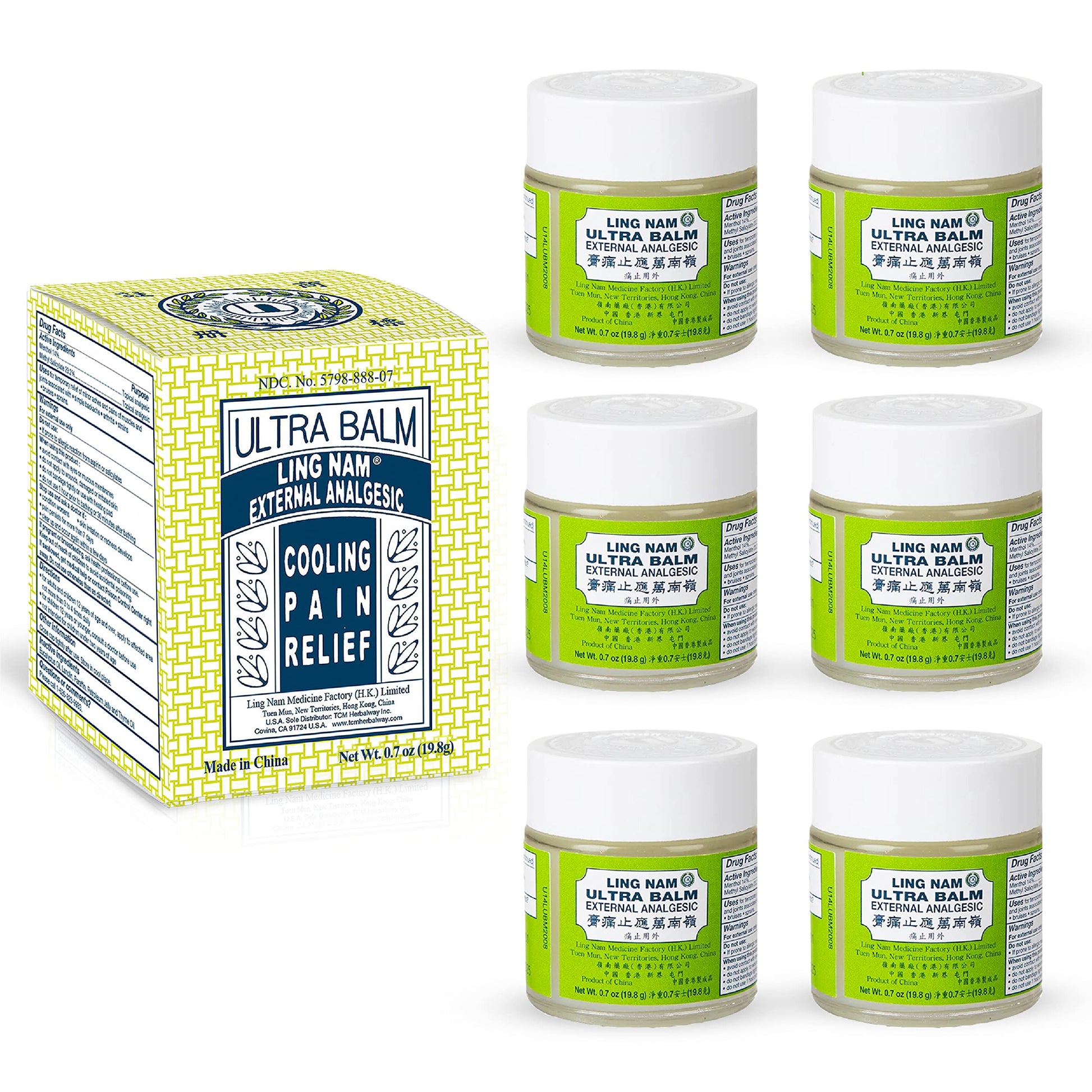Ling Nam Ultra Balm External Analgesic, for Cooling Pain Relief Simple Backache Arthritis Strains Bruises Sprain, Muscle Pain, Muscle Soreness, 0.7oz/19.8g (Pack of 6) Ling Nam Au supplements
