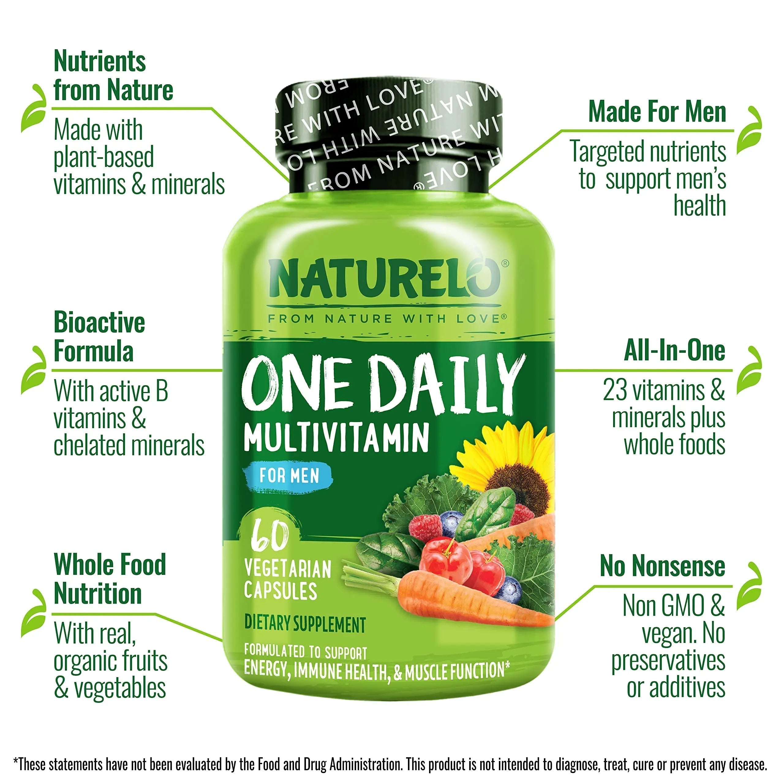 NATURELO Mens Multivitamins - One Daily Multivitamin for Men with Vitamins, Minerals & Organic Whole Foods, Boost Energy & Health NATURELO Au supplements