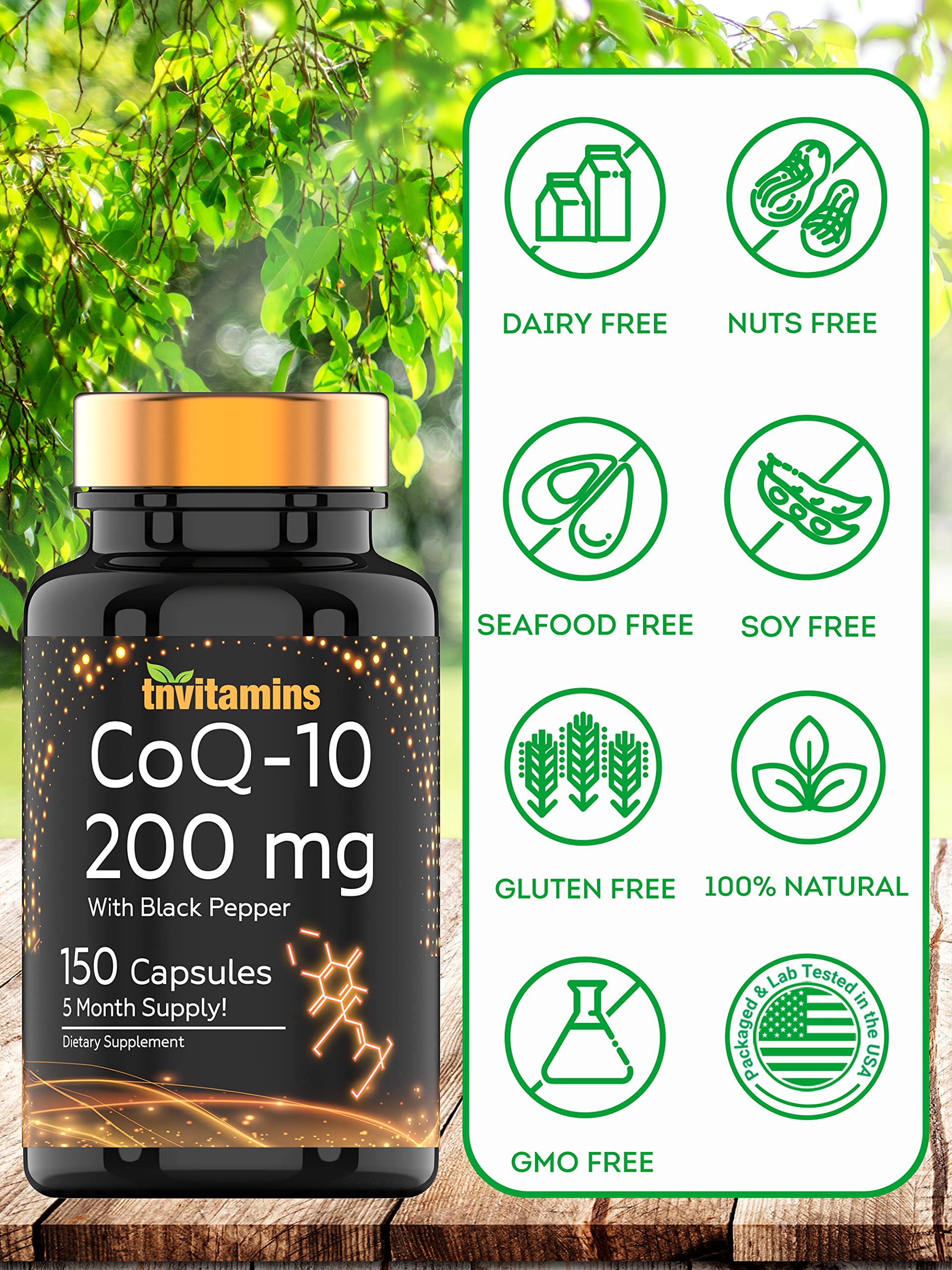 tnvitamins Ultra Potent CoQ-10 200 MG - 150 Capsules with Black Pepper Extract tnvitamins Au supplements