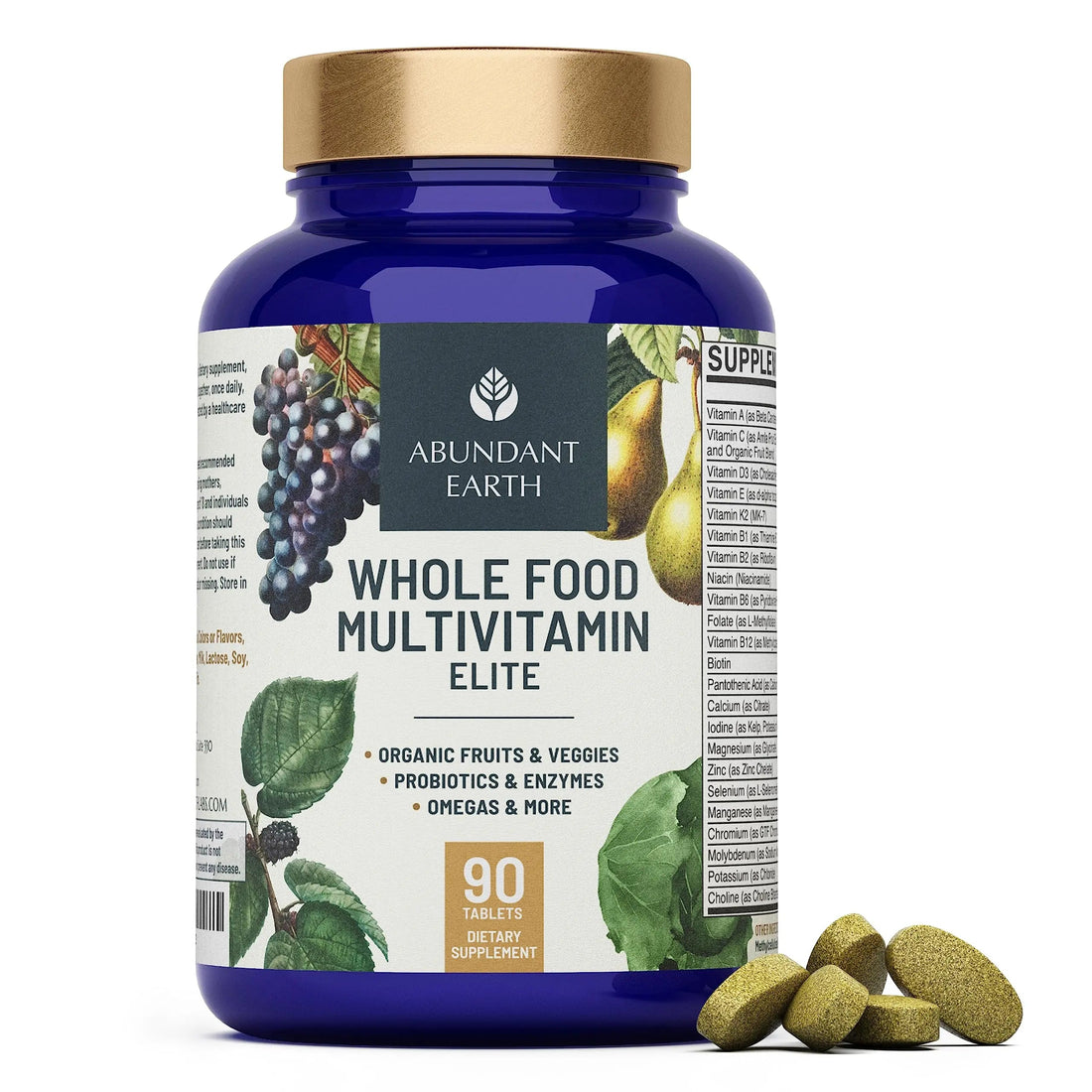 Abundant Earth Whole Food Multivitamin for Women, Daily Multi Vitamins Supplements for Men/Mens Multivitamins + B Complex, Probiotic Multi Enzyme Abundant Earth uk supplements