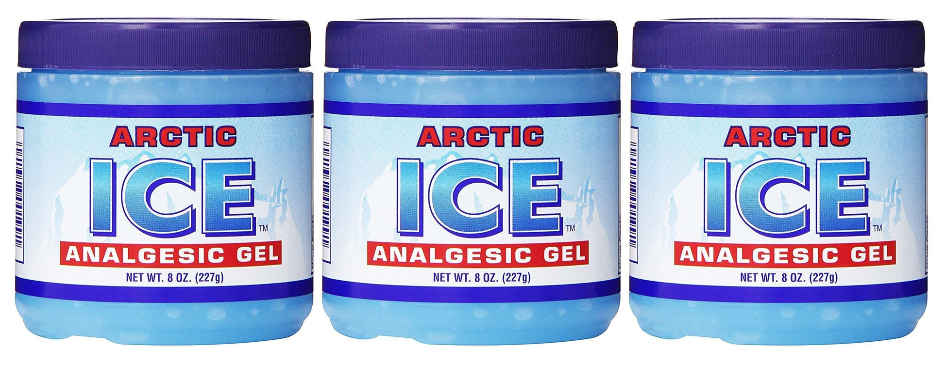 ARCTIC ICE Set of 3 Pain Relief Analgesic Gels! 8oz Each! Temporarily Relieves Muscle Aches, Backaches, Strains, Sprains, Arthritis, Bruises, Sports Injuries! Made in USA! (3) ARCTIC ICE Au supplements