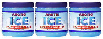 ARCTIC ICE Set of 3 Pain Relief Analgesic Gels! 8oz Each! Temporarily Relieves Muscle Aches, Backaches, Strains, Sprains, Arthritis, Bruises, Sports Injuries! Made in USA! (3) ARCTIC ICE Au supplements
