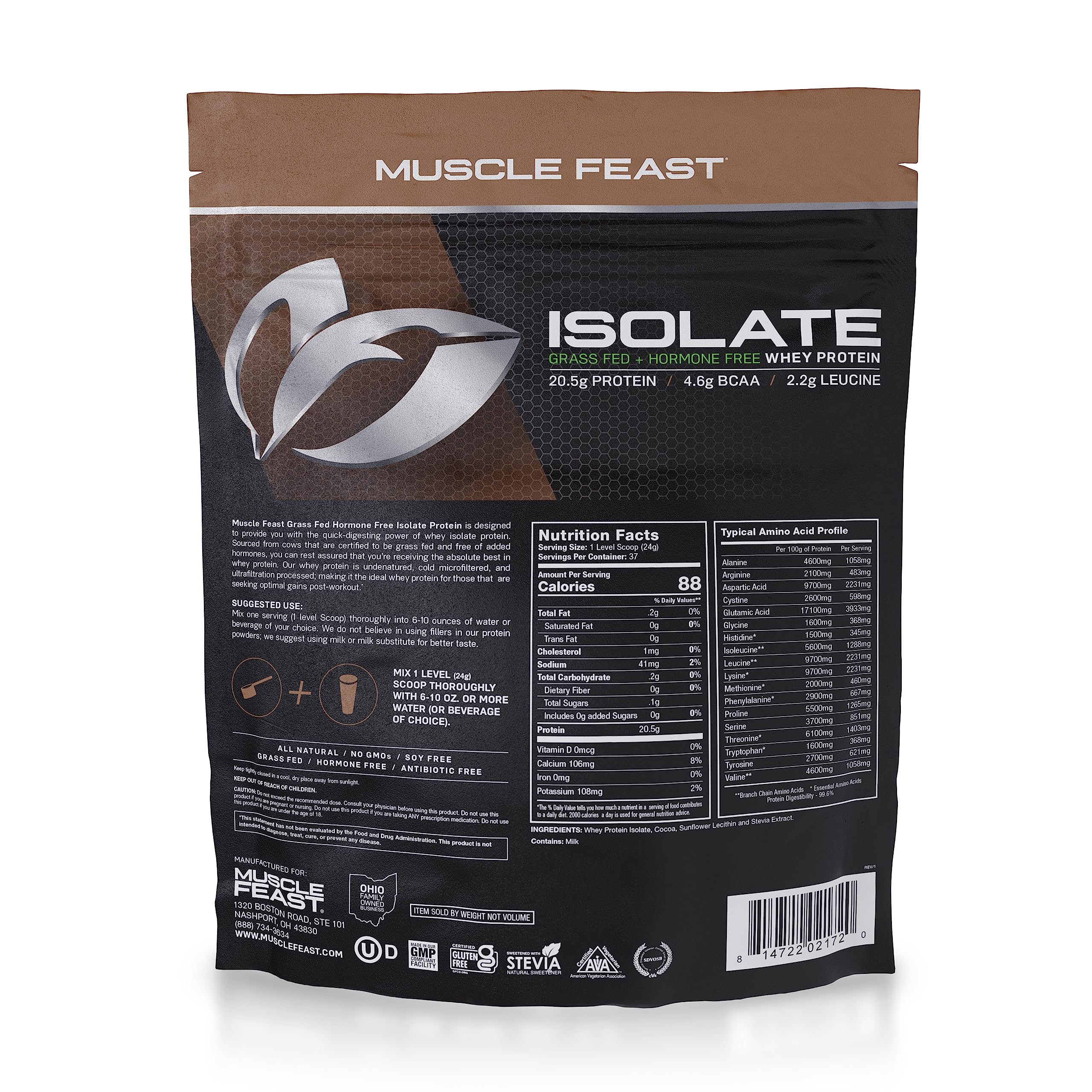 Muscle Feast Grass-Fed Whey Protein Isolate, All Natural Hormone Free Pasture Raised Muscle Feast Au supplements