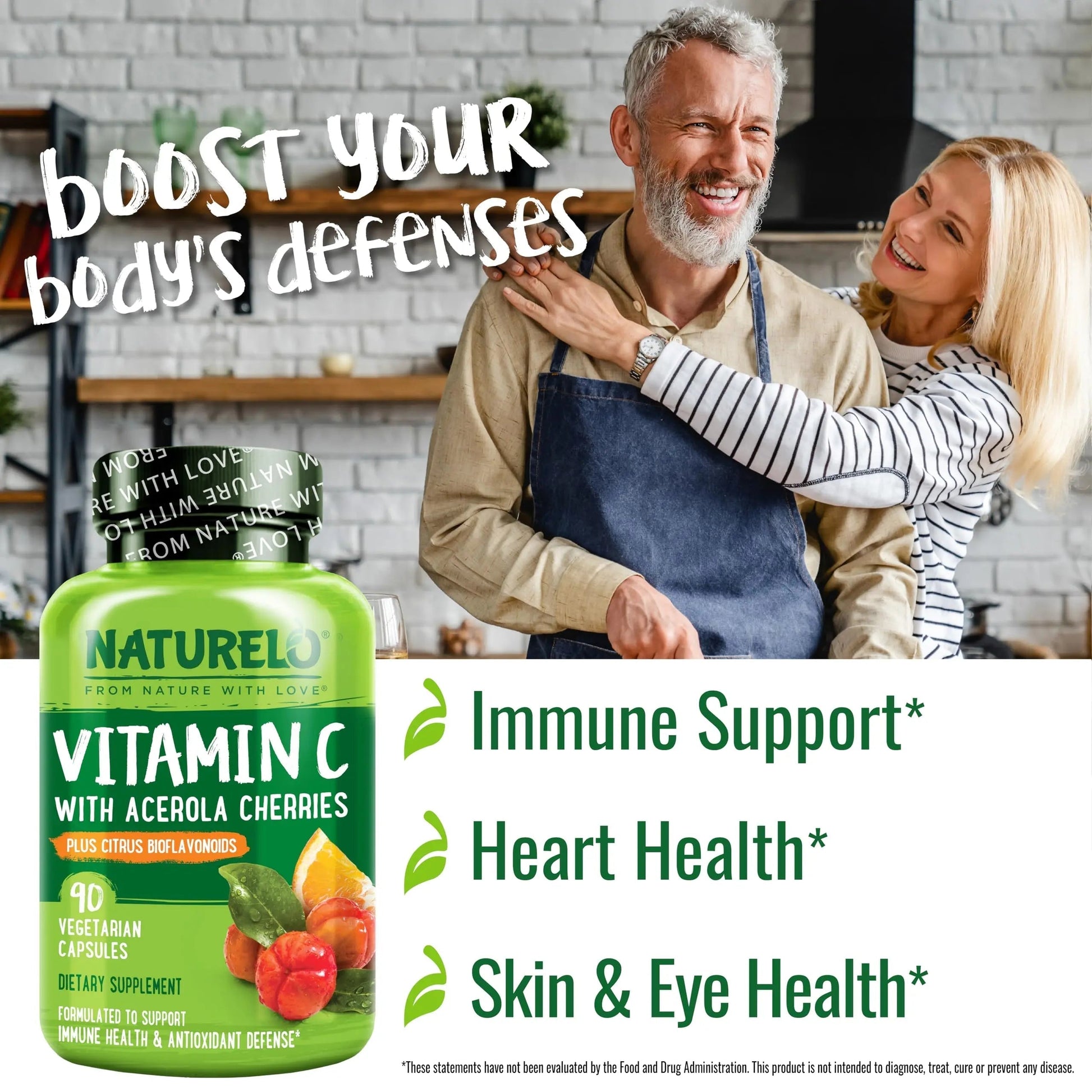 NATURELO Vitamin C with Organic Acerola Cherry Extract and Citrus Bioflavonoids - Vegan Supplement - Immune Support NATURELO Au supplements