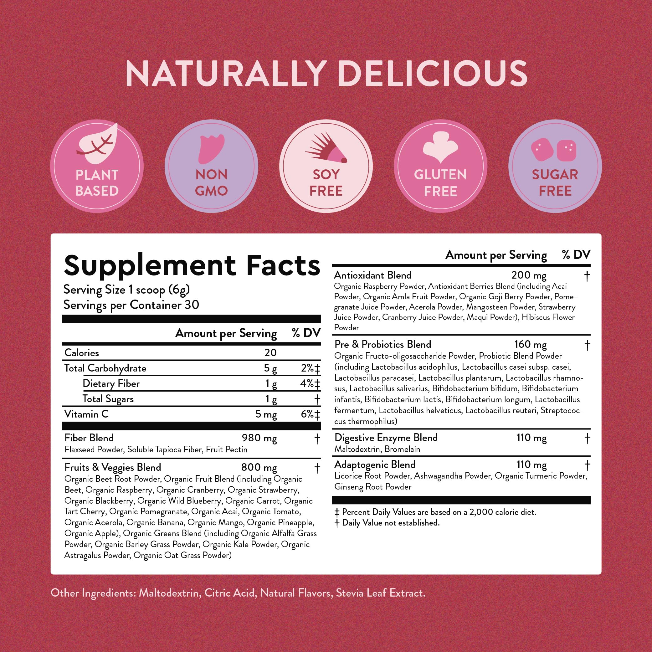 360 Nutrition Blends with Benefits Reds & Superfoods for Natural Antioxidants and Polyphenols, with Fruits & Veggies, Probiotics Digestion, Daily Energy - Berries & Cream - 30 Servings 360 Nutrition Au supplements