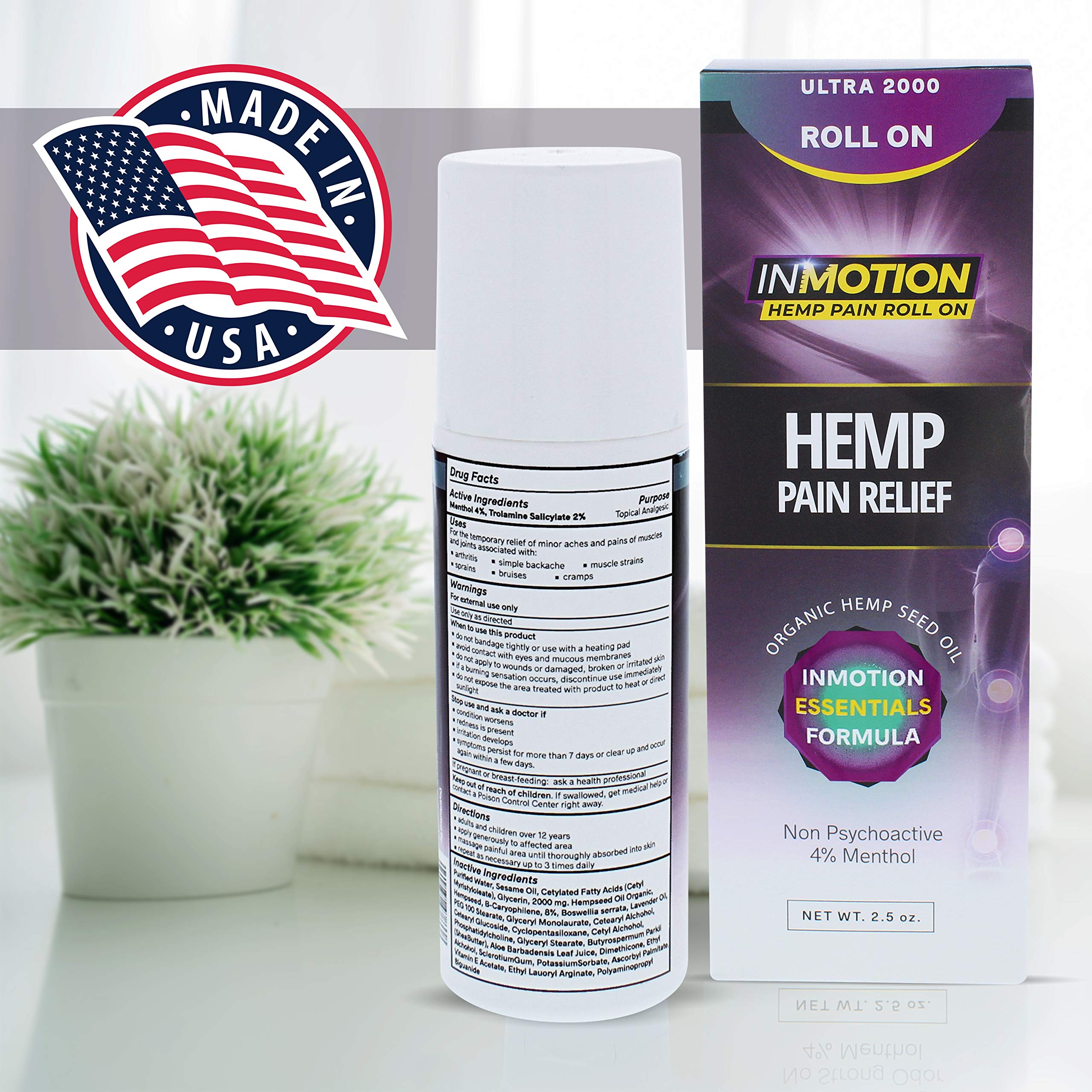 InMotion Hemp Roll On for Pain - 4 Pack Premium Ultra Strength Fast Acting, Long Lasting, Odorless Hemp Oil Roll On Pain Reliever for Joint, Muscle, & Back (4) InMotion Hemp Au supplements
