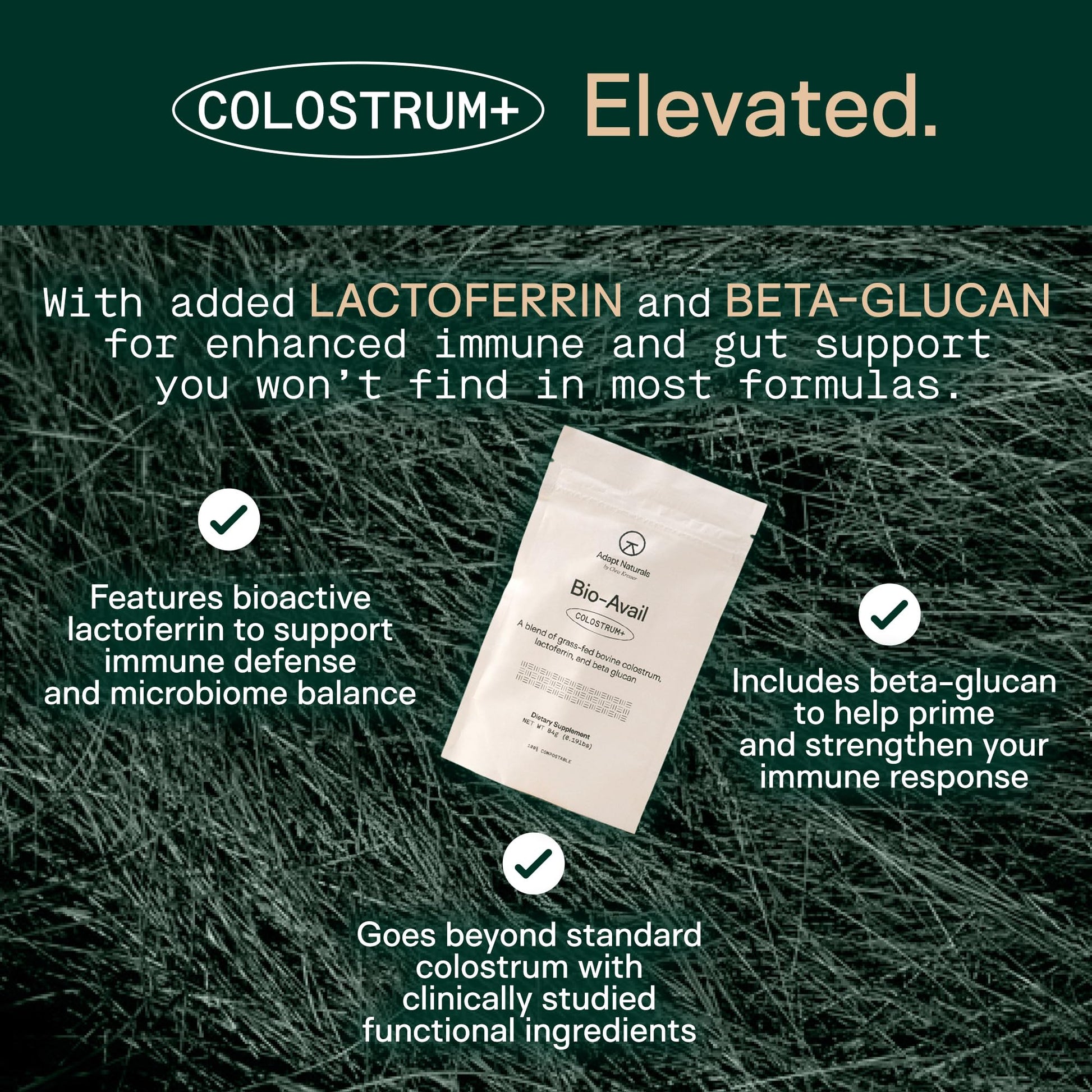 Adapt Naturals Colostrum Supplement with Lactoferrin & Beta-Glucan, Bio-Avail Grass Fed Bovine Colostrum Powder for Gut Health, Immune Support & Vitality | Non-GMO, 2500mg, Unflavored - 30 Days Supply ADAPT NATURALS BY CHRIS KRESSER Au supplements