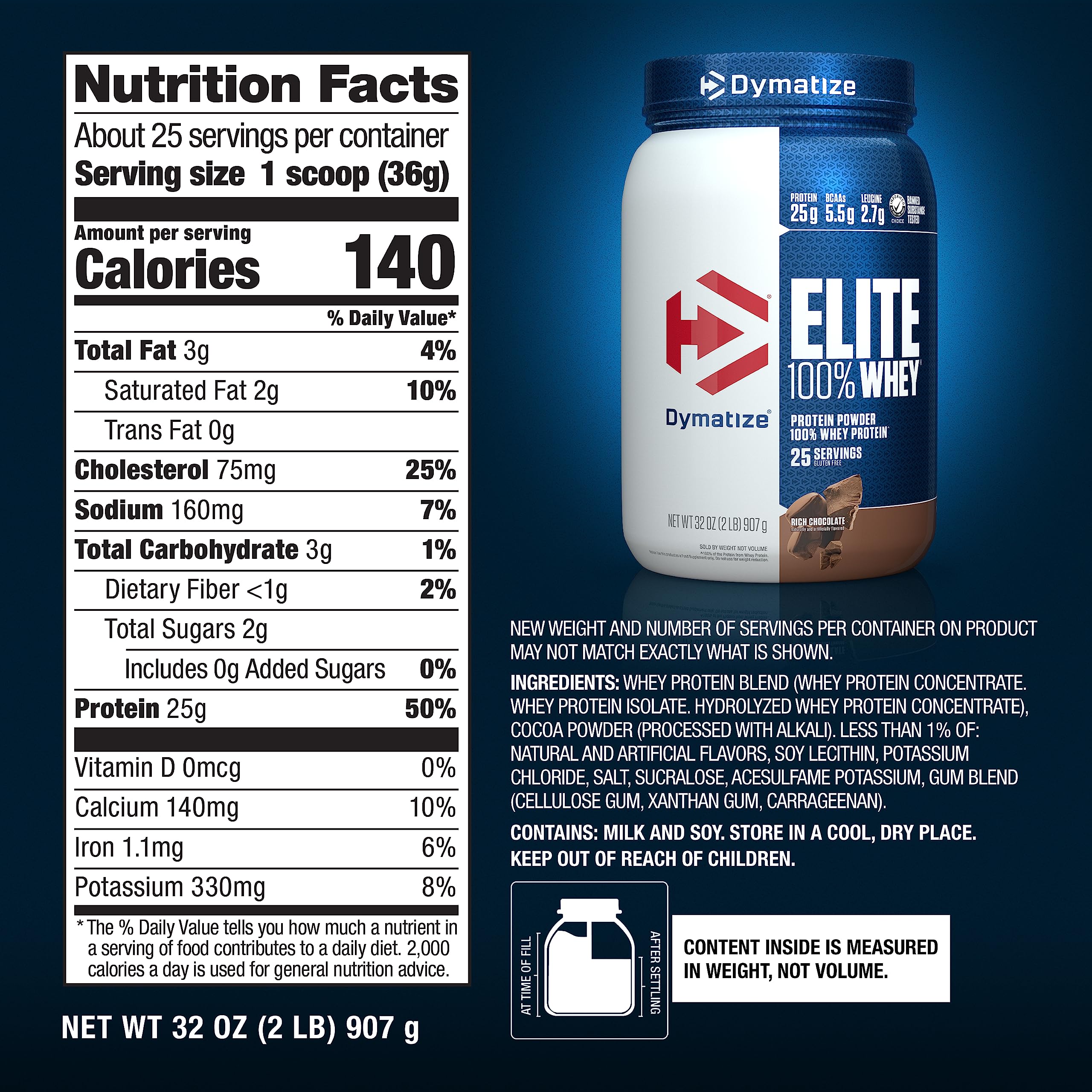Dymatize Elite 100% Whey Protein Powder, 25g Protein, 5.5g BCAAs & 2.7g L-Leucine Dymatize Au supplements