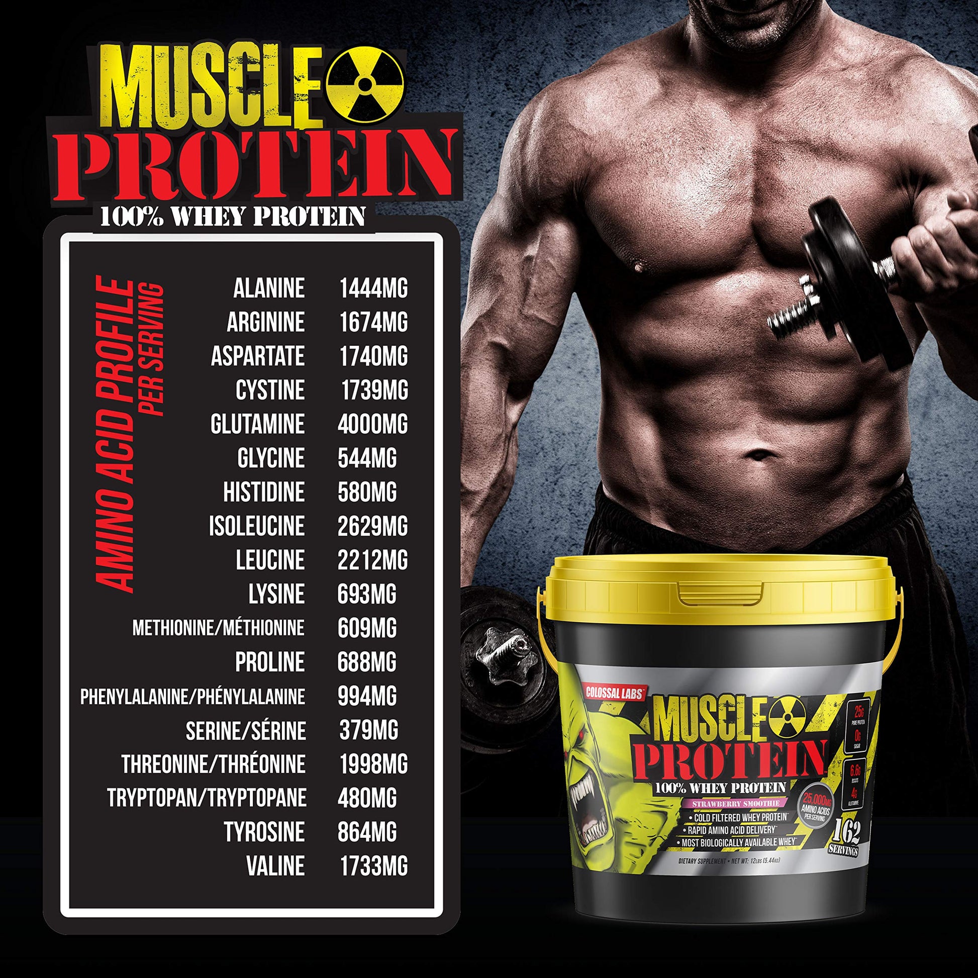 COLOSSAL LABS Muscle Protein Whey Powder [12 lbs/Pack of 1]-Strawberry Protein COLOSSAL LABS Au supplements