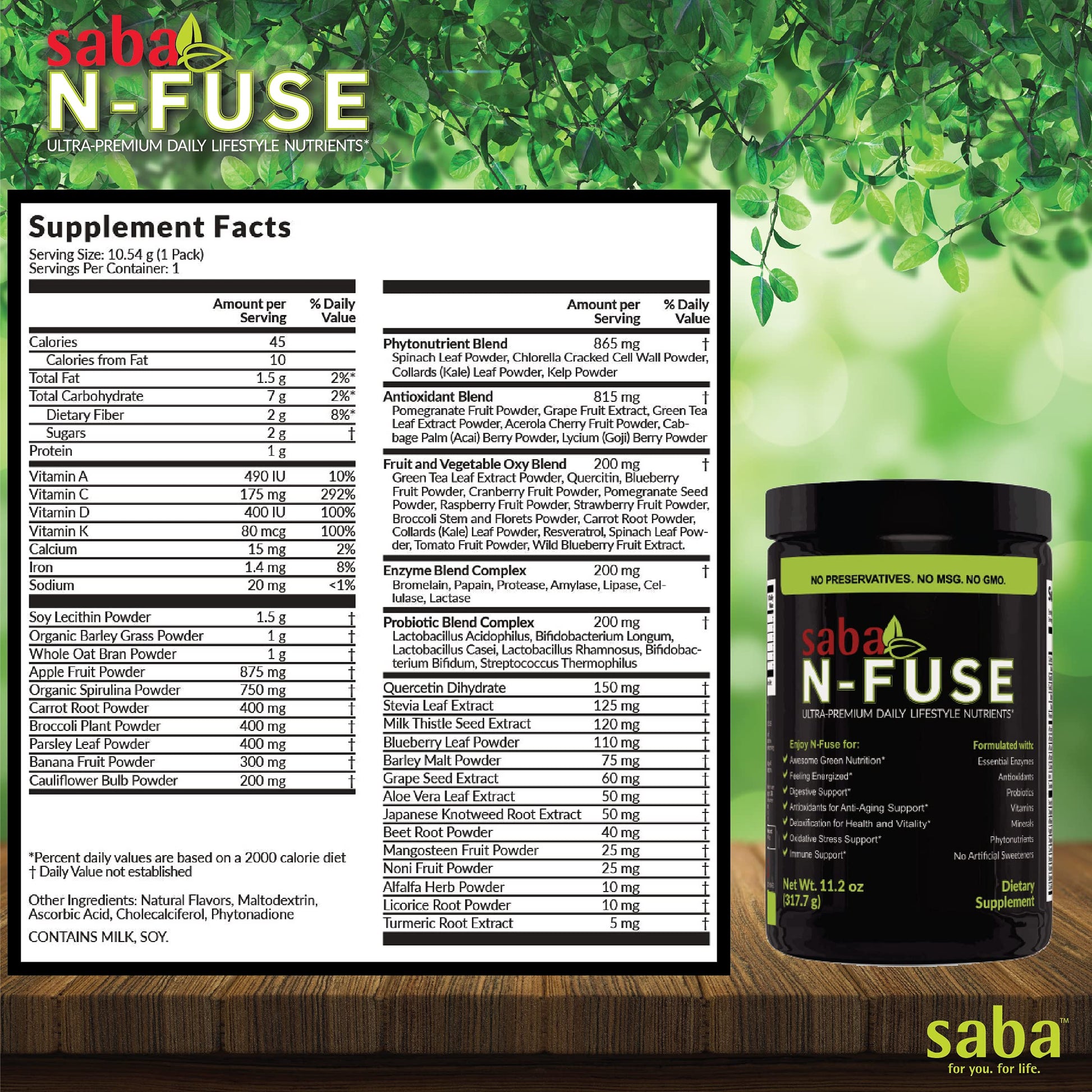 Saba N-Fuse-Whole Food Daily Nutrition,-Phytonutrients, Pre and Probiotics, Enzymes Saba Au supplements