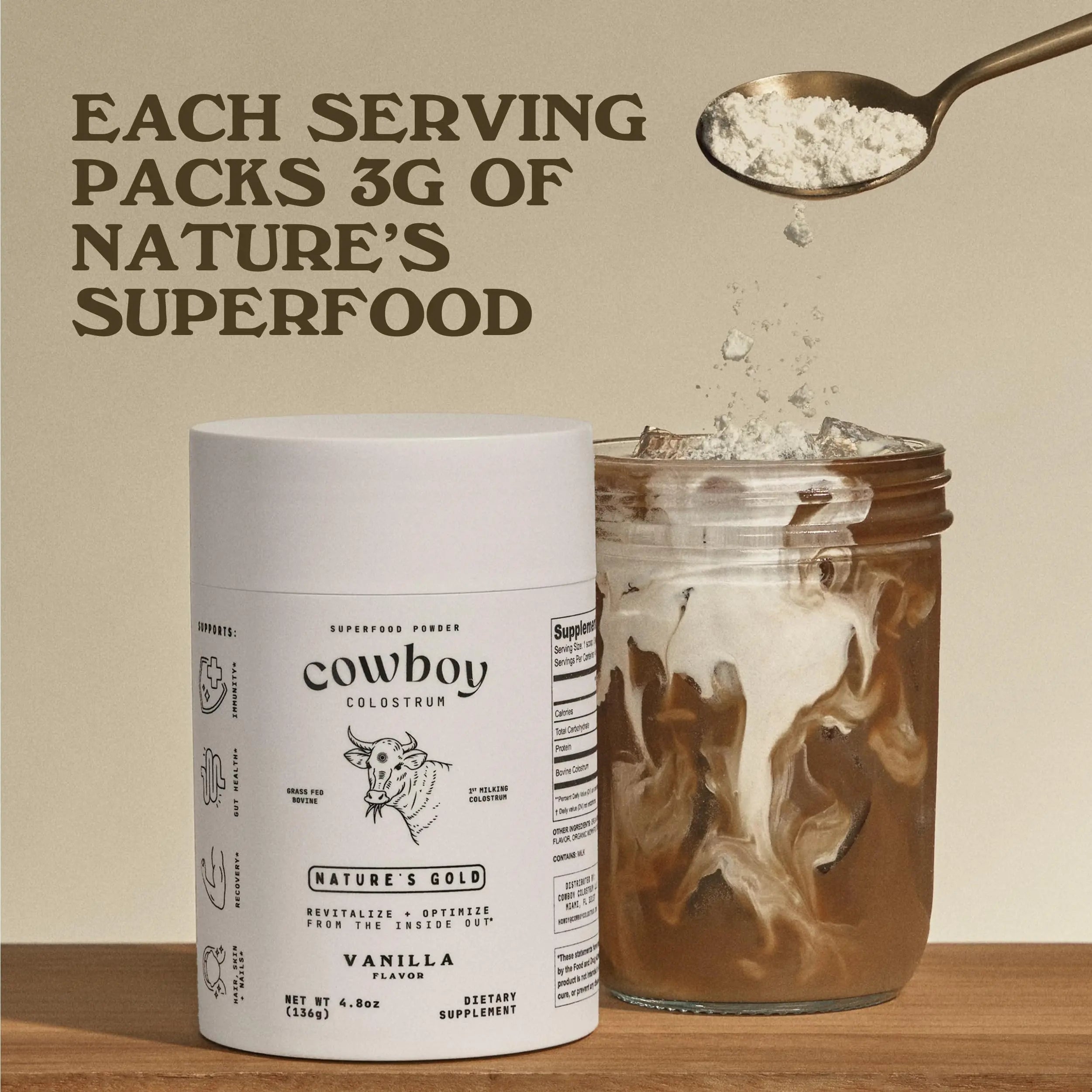 Cowboy - The Exclusive 1st Milking, Whole, Grass Fed Colostrum Supplement for Full Body Health - Sugar Free Bovine Colostrum Powder Packed with Bioactive(Vanilla & Chocolate) Nutrients COWBOY COLOSTRUM Au supplements