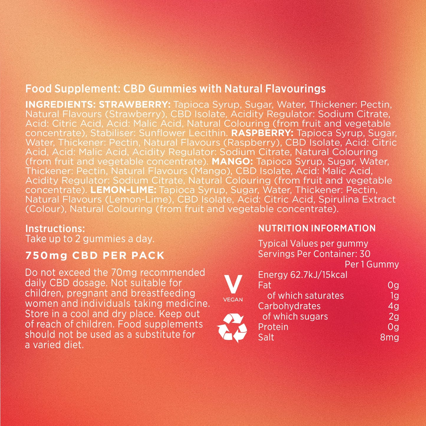 Goodrays - CBD Gummies - High Strength 30 x 25mg Mixed Fruits CBD Edibles GoodraysUS supplements