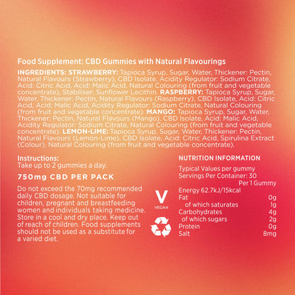 Goodrays - CBD Gummies - High Strength 30 x 25mg Mixed Fruits CBD Edibles GoodraysUS supplements