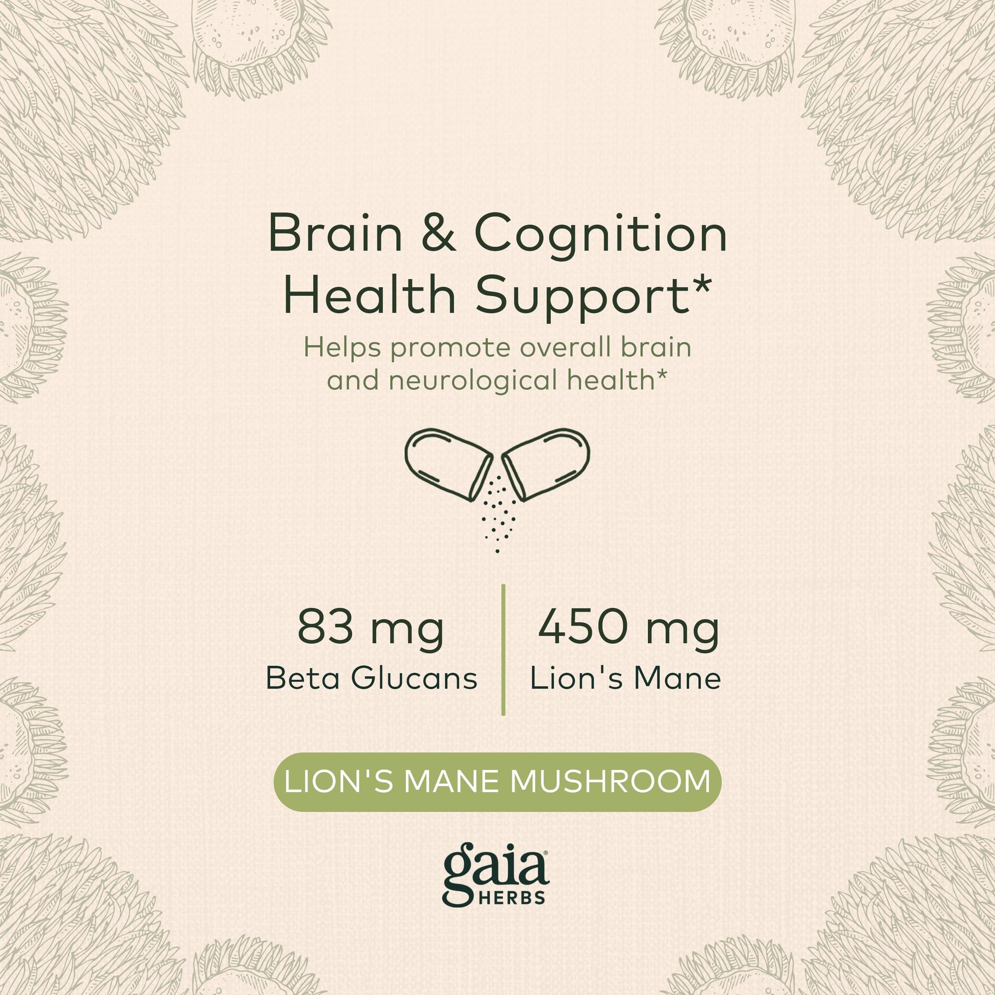 Gaia Herbs Organic Lion’s Mane Mushroom - Brain and Nerve Support Supplement Gaia Herbs Au supplements