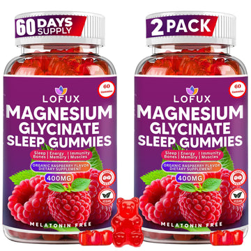 Lofux Magnesium Glycinate Gummies 400mg, Sugar Free Magnesium Gummies for Adults Women, Men, Chewable Supplement Gummy with L-Threonate, Vitamin D, B6, CoQ10 - for Calm, Sleep, Body Relaxation, 120 Ct Lofux Au supplements