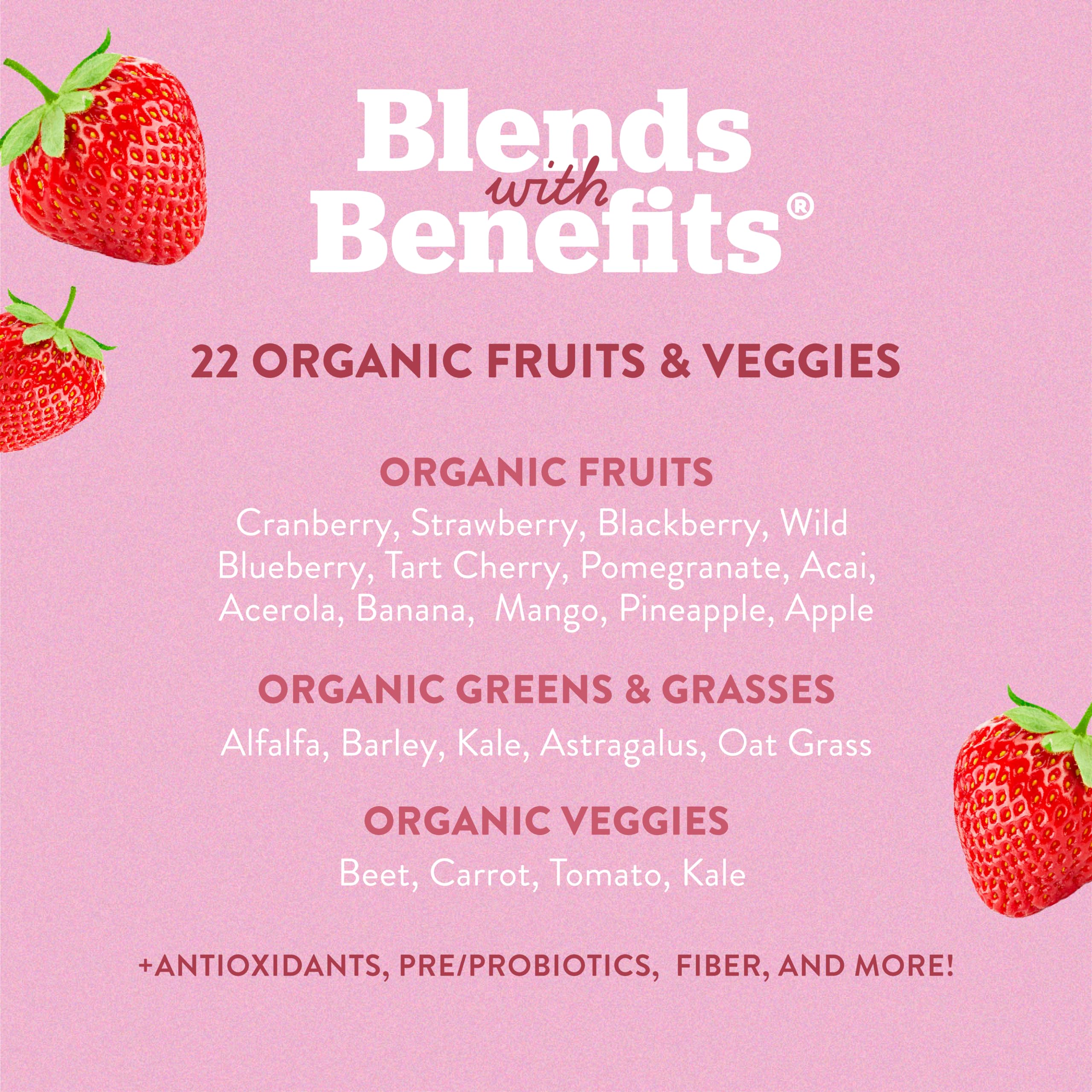 360 Nutrition Blends with Benefits Reds & Superfoods for Natural Antioxidants and Polyphenols, with Fruits & Veggies, Probiotics Digestion, Daily Energy - Berries & Cream - 30 Servings 360 Nutrition Au supplements