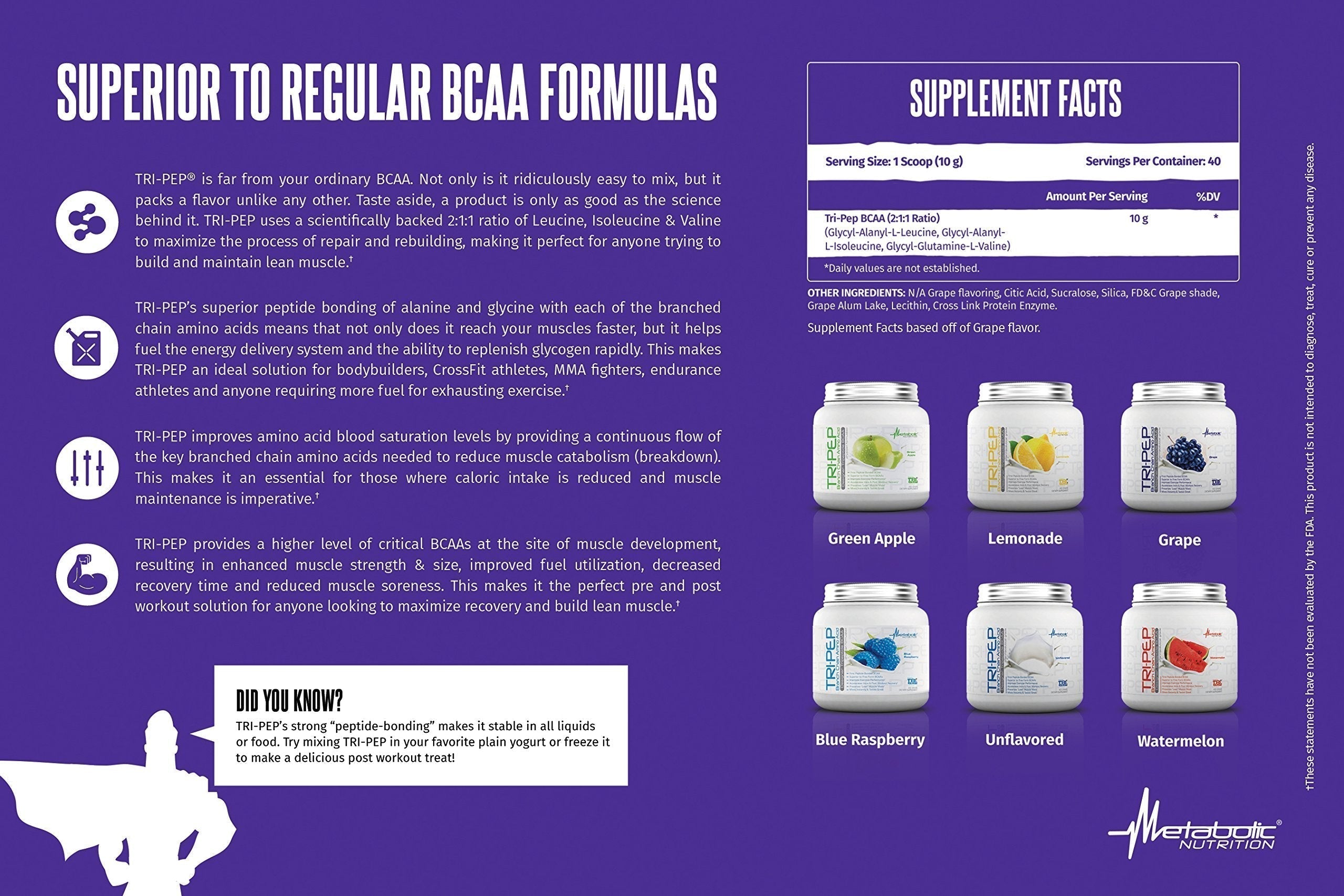 Metabolic Nutrition | TRIPEP - Tri-Peptide Branch Chain Amino Acid, BCAA Powder Metabolic Nutrition Au supplements