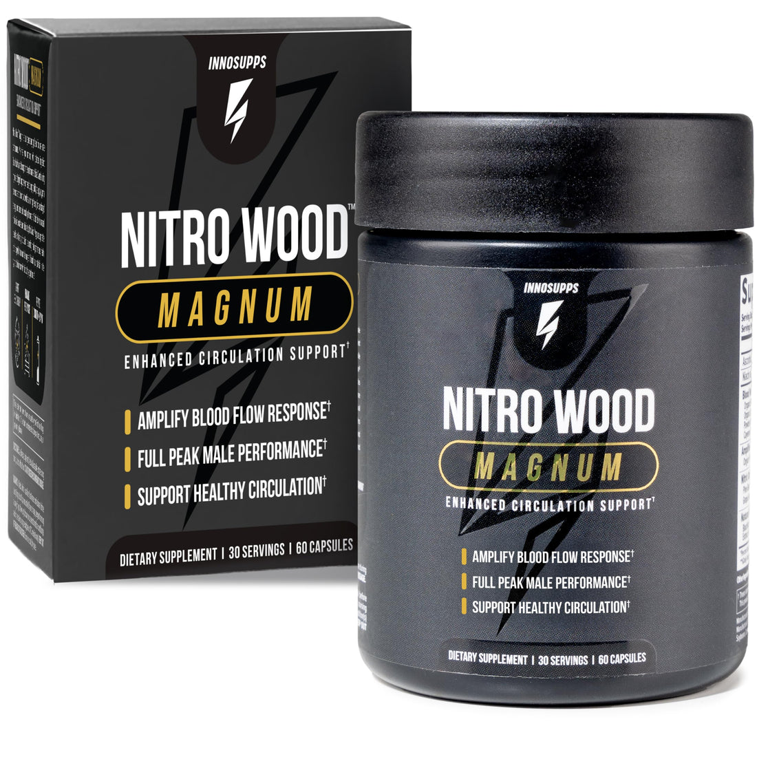 InnoSupps Nitro Wood Magnum – Nitric Oxide Booster for Men – Supports Blood Flow, Circulation & Male Performance – Stamina, Endurance & Size Support – 60 Veg Capsules InnoSupps uk supplements