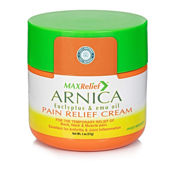 MaxRelief Arnica Montana Pain Cream - Advanced Formula for Deep Relief - Soothe Knee, Joint & Muscle Pain - Reduce Swelling, Joint Inflammation Fibromyalgia & Plantar Fasciitis Relief - Emu Oil 2oz MaxRelief Au supplements