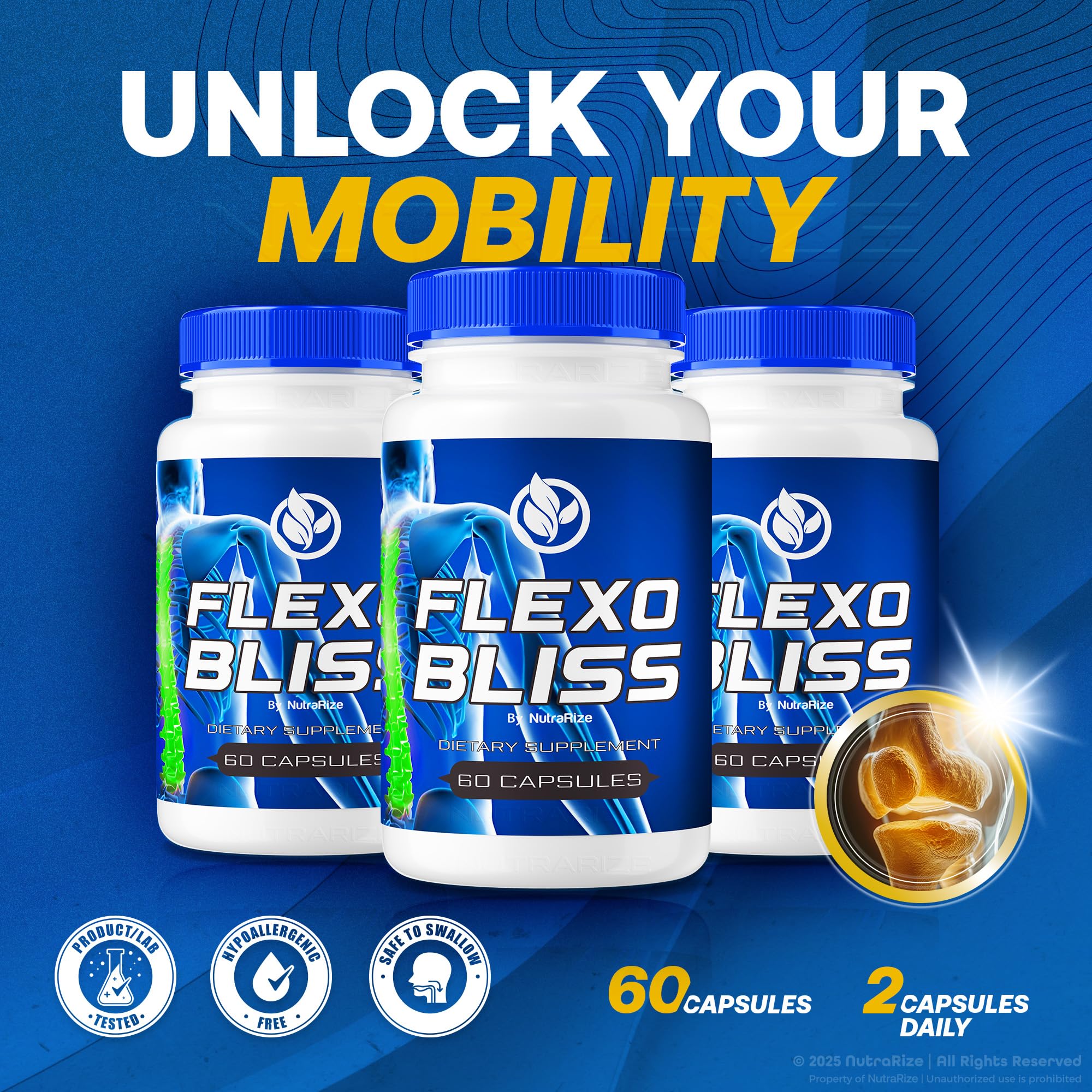 NutraRize Flexo Bliss, FlexoBliss Joint Health Support, All-Natural Supplement to Support Flexibility and Full Range of Motion, Official Flexo Bliss Reviews (60 Capsules) NutraRize Au supplements