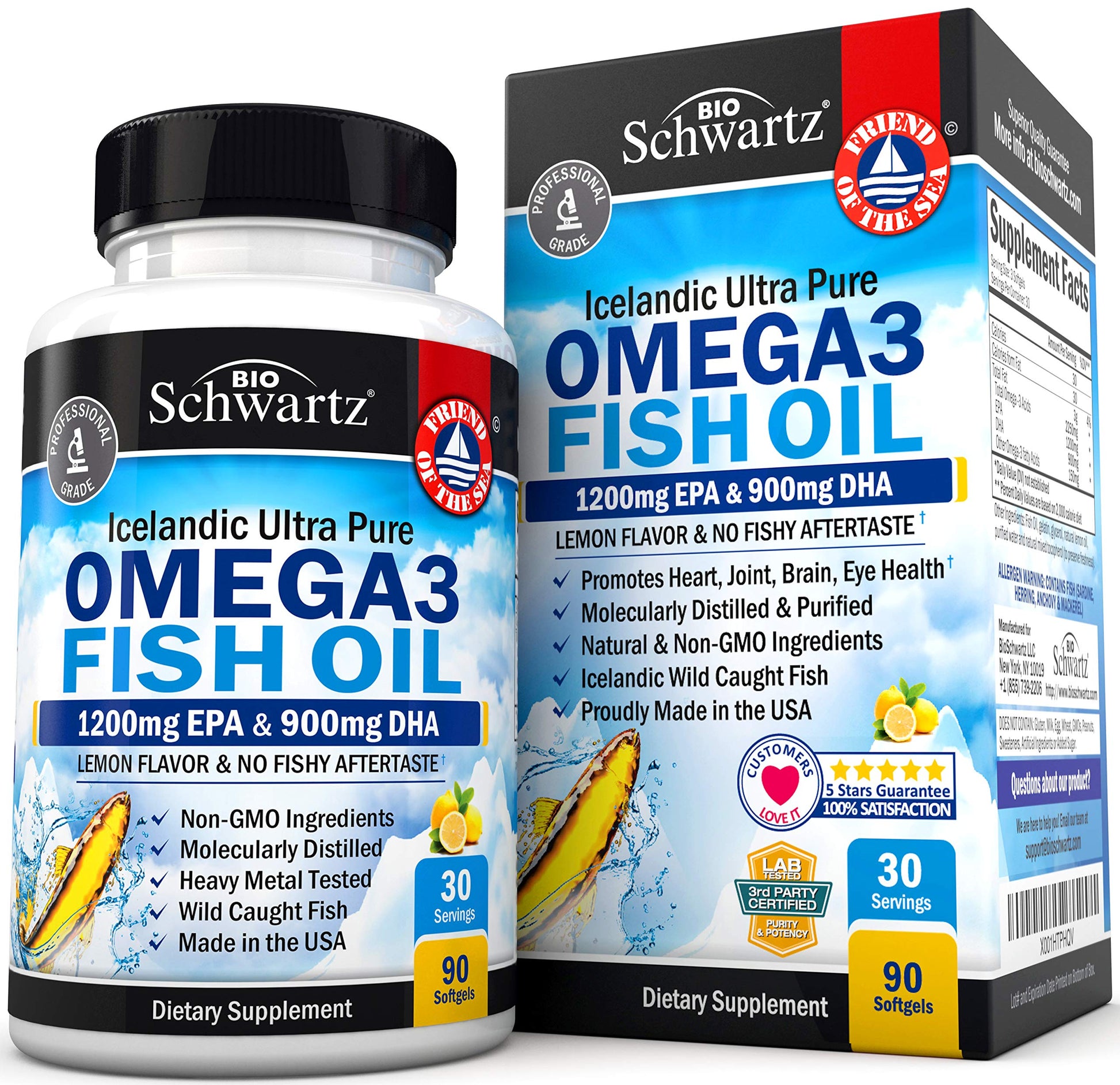 Omega 3 Fish Oil Supplement - 1200mg EPA and 900mg DHA Fatty Acid Per Serving BioSchwartz Au supplements
