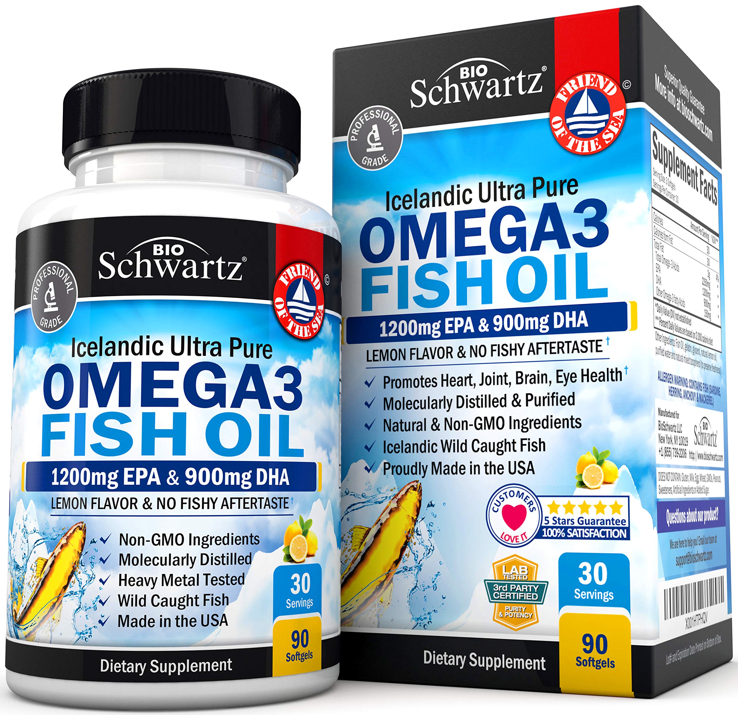Omega 3 Fish Oil Supplement - 1200mg EPA and 900mg DHA Fatty Acid Per Serving BioSchwartz Au supplements