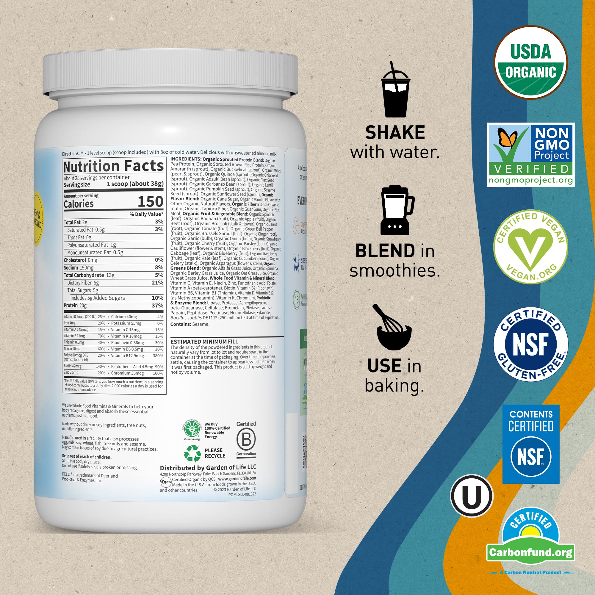Garden of Life Vegan Protein Powder - Raw Organic Meal Replacement Shakes Garden of Life Au supplements