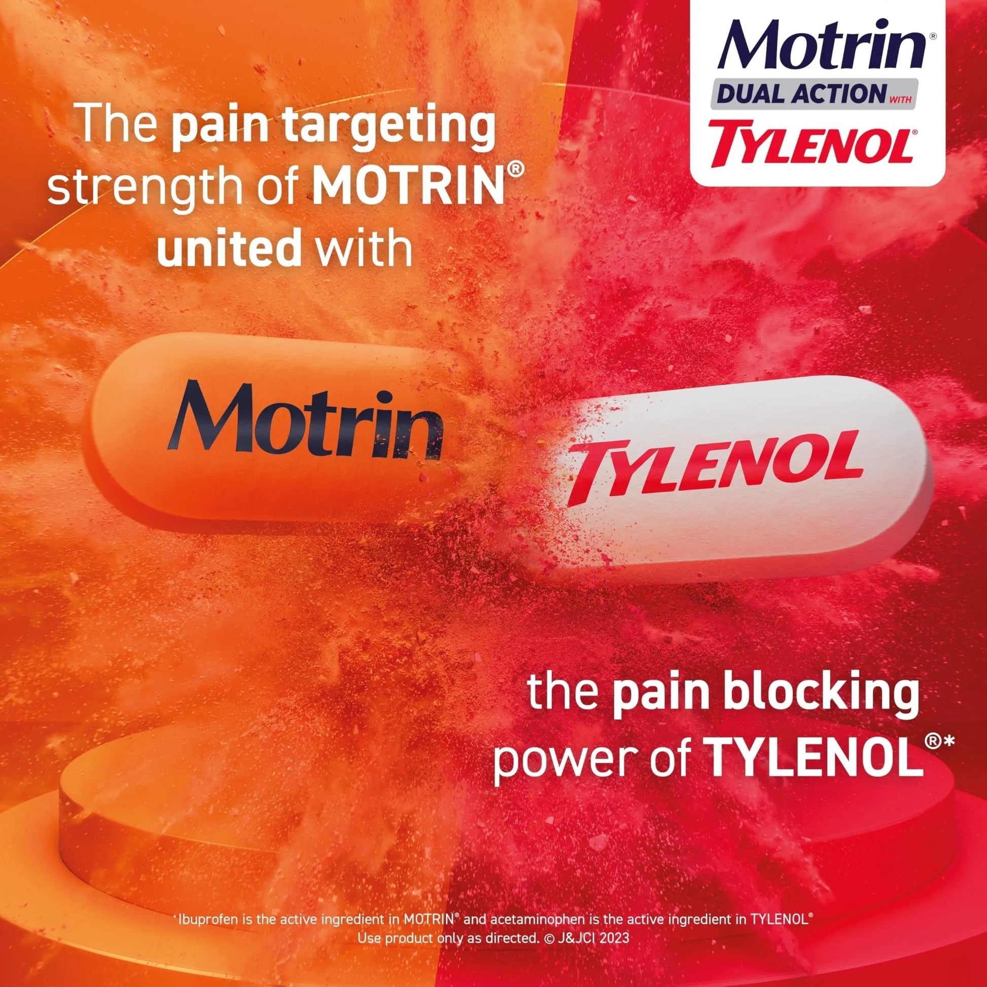 Motrin Dual Action with Tylenol, Ibuprofen & Acetaminophen Fast-Acting Dual Action Pain Reliever for Minor Aches & Pains, Ibuprofen (NSAID) 125 mg & Acetaminophen 250 mg, 120 ct Motrin Au supplements