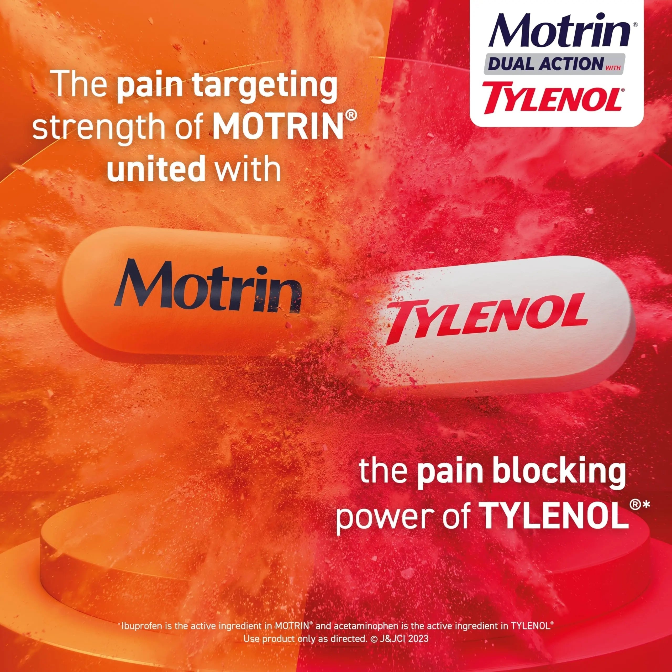 Motrin Dual Action with Tylenol, Ibuprofen & Acetaminophen Fast-Acting Dual Action Pain Reliever for Minor Aches & Pains, Ibuprofen (NSAID) 125 mg & Acetaminophen 250 mg, 120 ct Motrin Au supplements