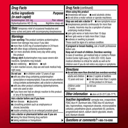 Amazon Basic Care Acetaminophen PM, Pain Reliever Plus Nighttime Sleep Aid, Blue, 100 Count Amazon Basic CareAu supplements