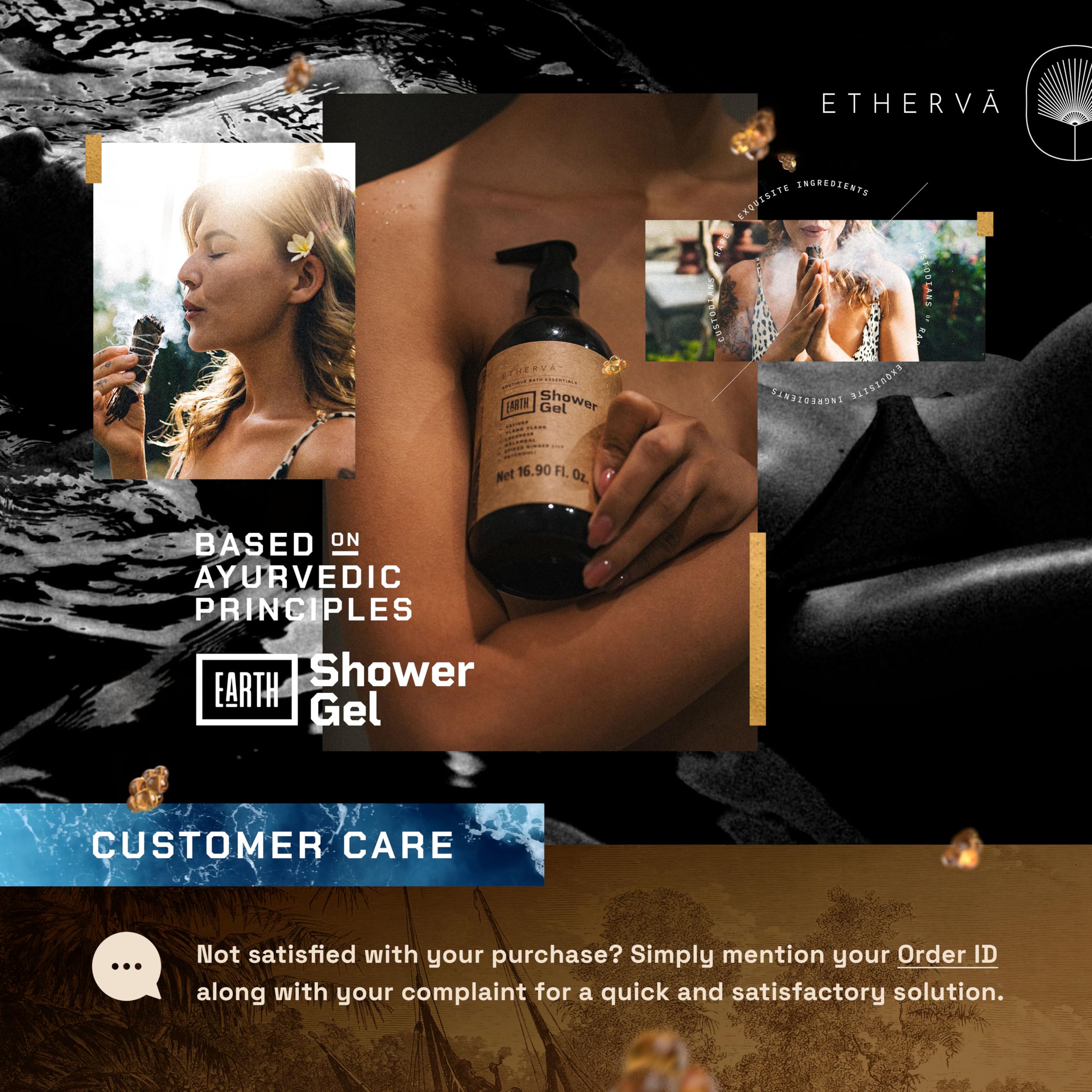 ETHERVA EARTH Body Wash for Men & Women | Patchouli, Vetiver, Incense, Virgin Coconut Oil ETHERVA Au supplements