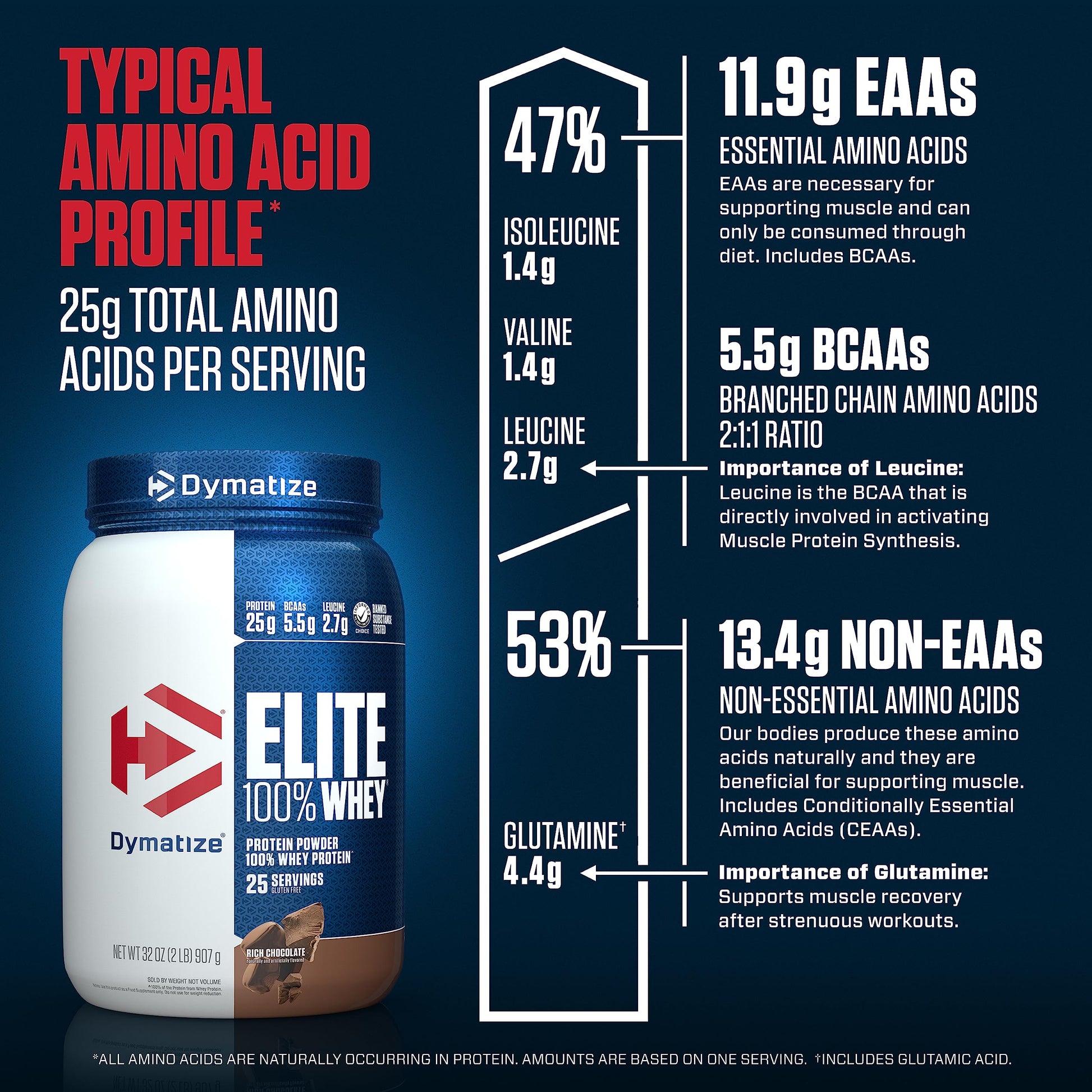 Dymatize Elite 100% Whey Protein Powder, 25g Protein, 5.5g BCAAs & 2.7g L-Leucine Dymatize Au supplements